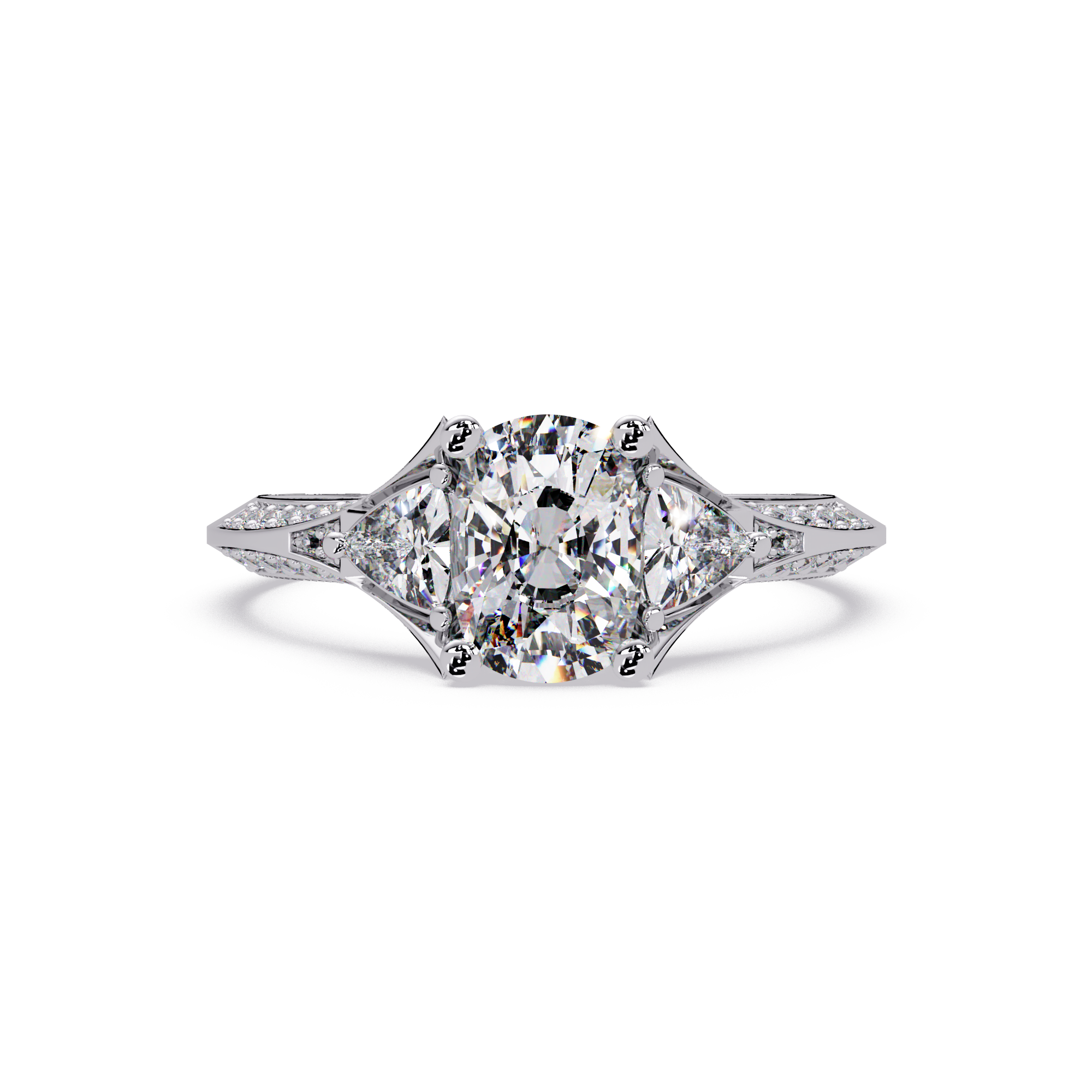 Curved Trillion Three-Stone Diamond Ring