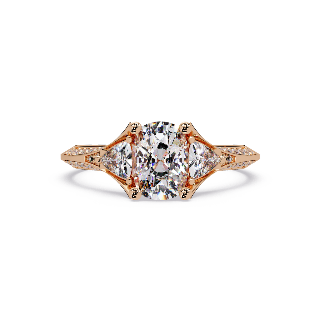 Curved Trillion Three-Stone Diamond Ring