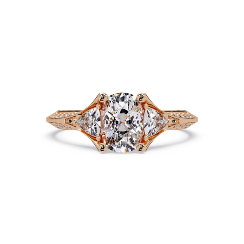 Curved Trillion Three-Stone Diamond Ring