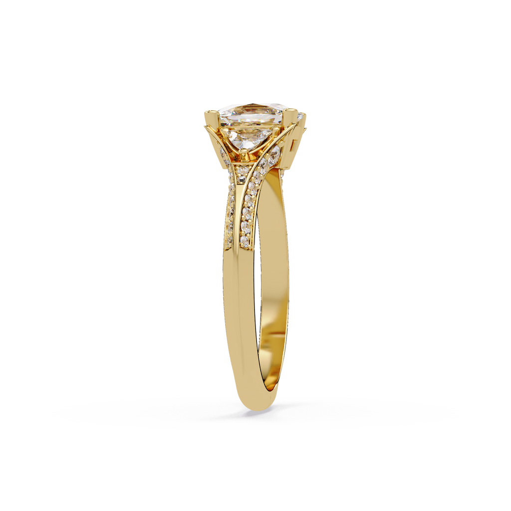 Curved Trillion Three-Stone Diamond Ring