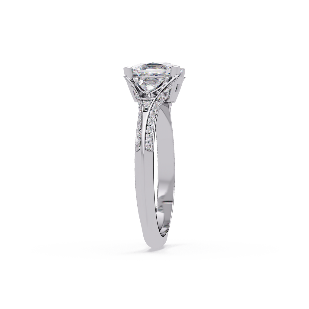 Curved Trillion Three-Stone Diamond Ring