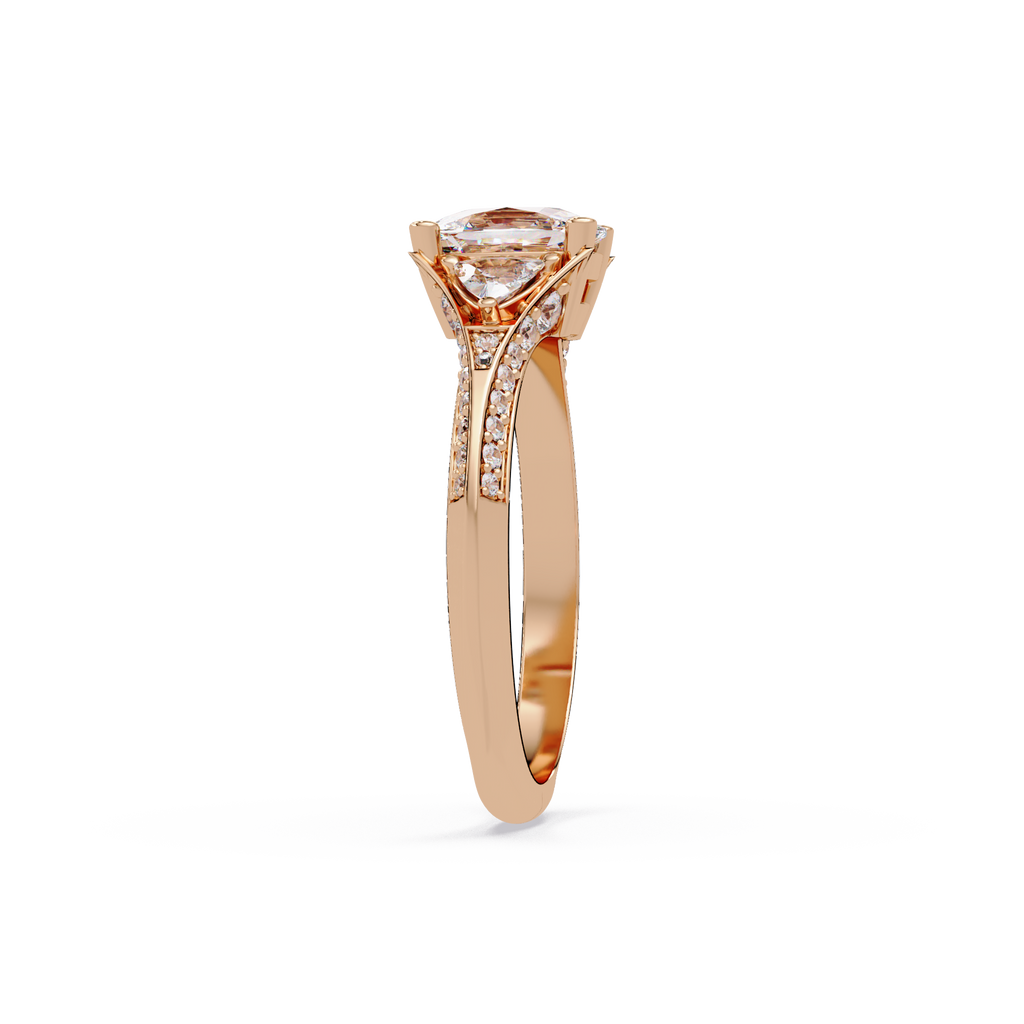 Curved Trillion Three-Stone Diamond Ring