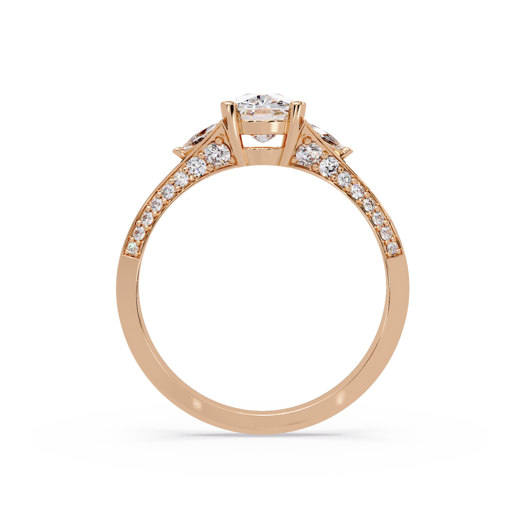 Curved Trillion Three-Stone Diamond Ring