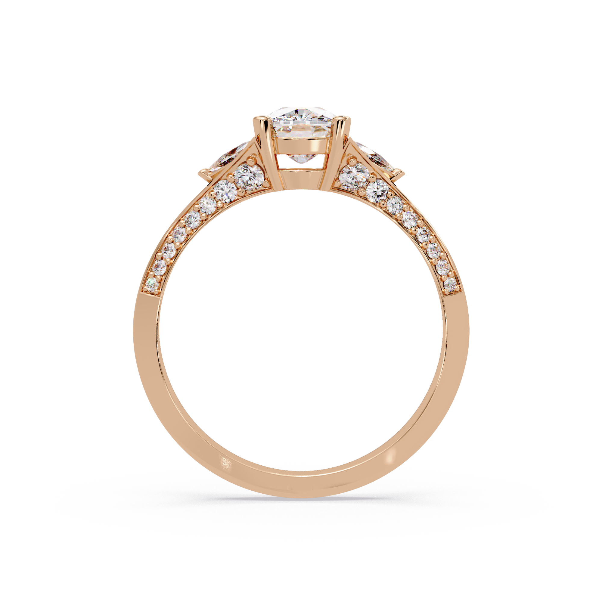 Curved Trillion Three-Stone Diamond Ring