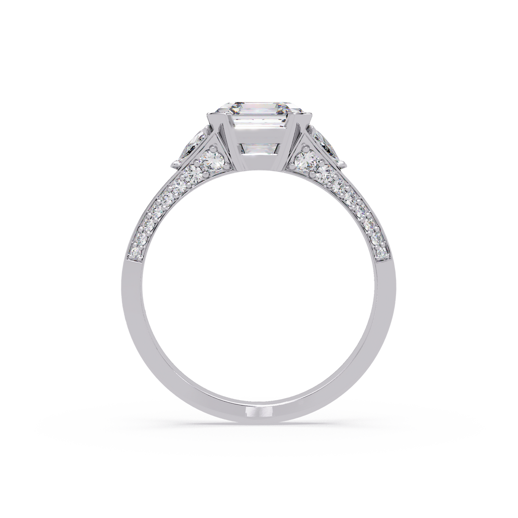 Square Emerald Cut Three-Stone Engagement Ring