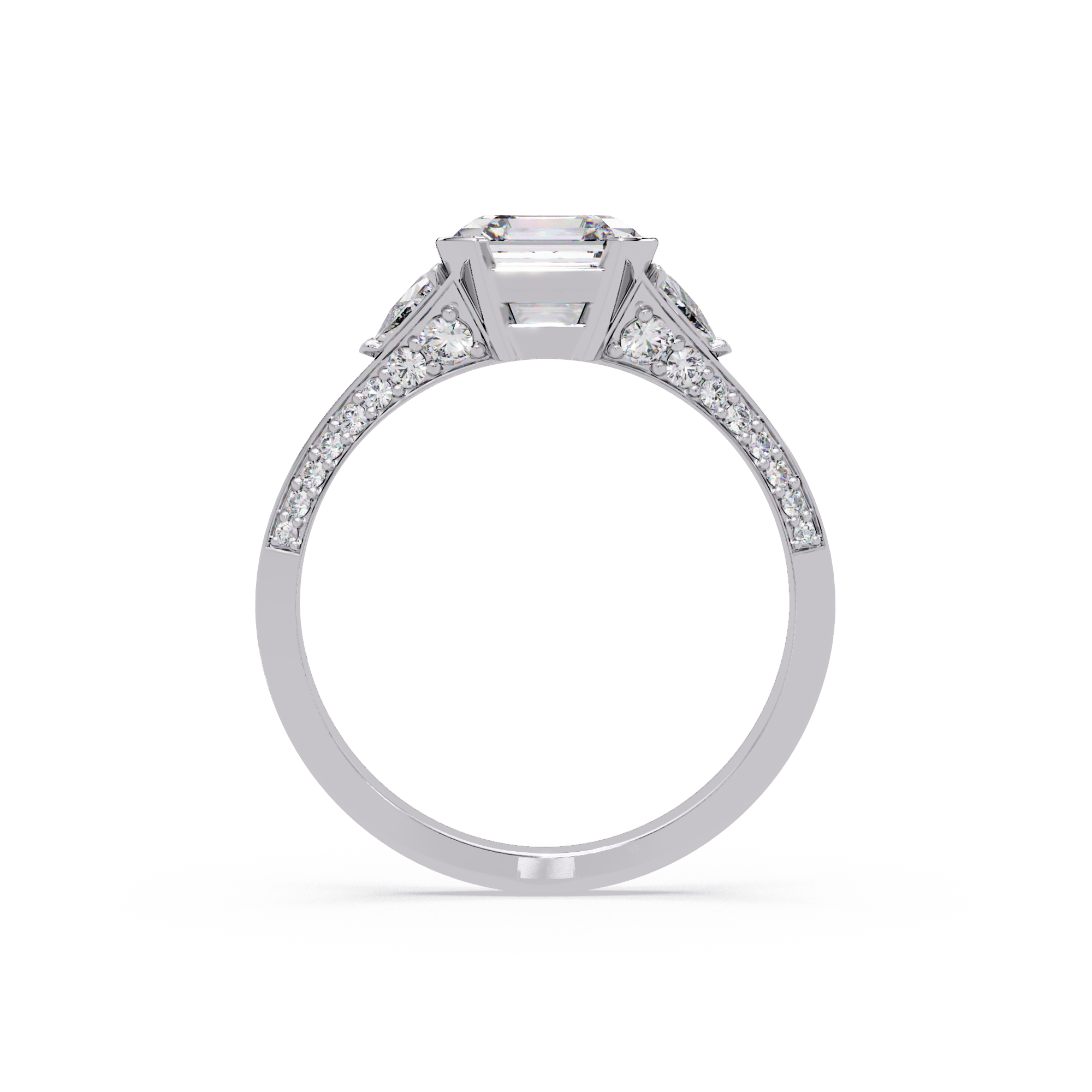 Square Emerald Cut Three-Stone Engagement Ring