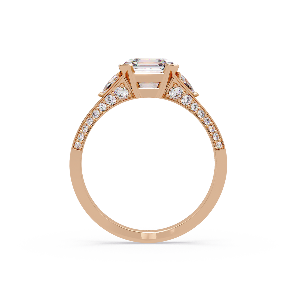 Square Emerald Cut Three-Stone Engagement Ring