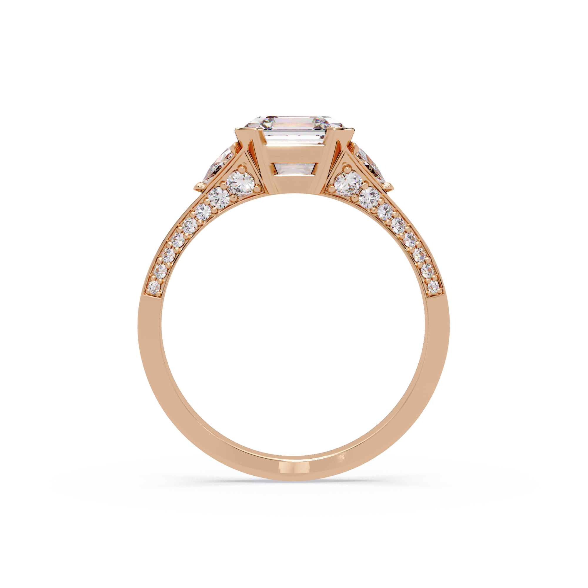 Square Emerald Cut Three-Stone Engagement Ring