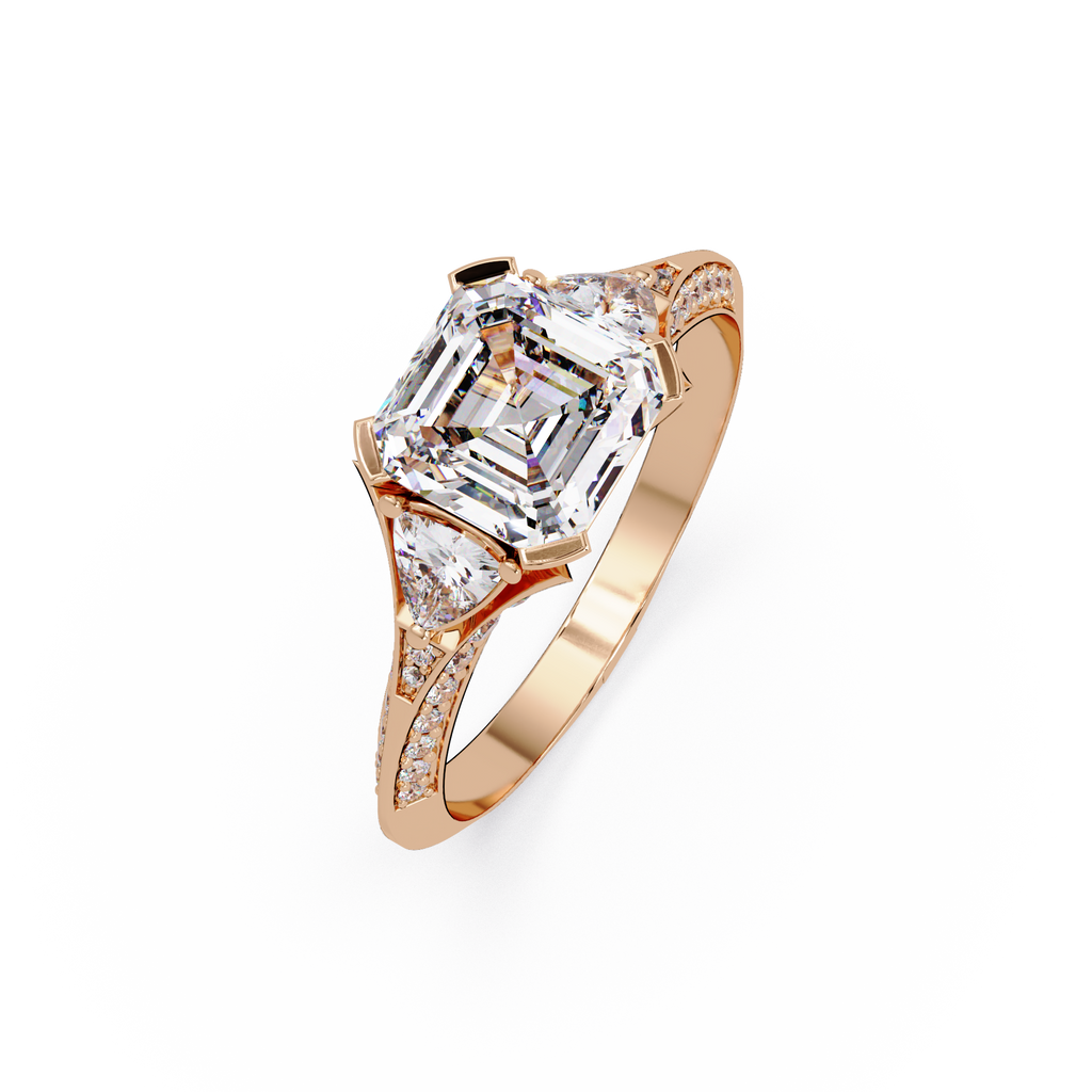 Square Emerald Cut Three-Stone Engagement Ring