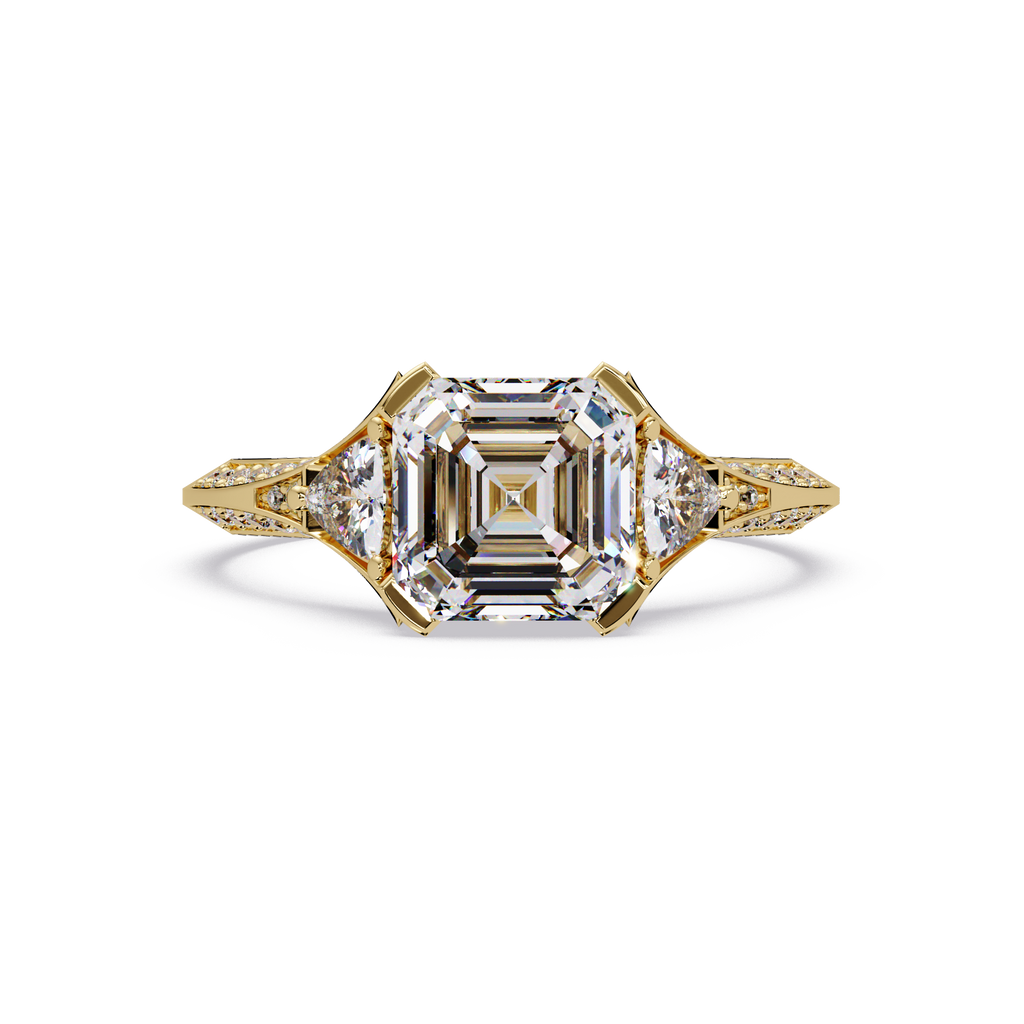 Square Emerald Cut Three-Stone Engagement Ring