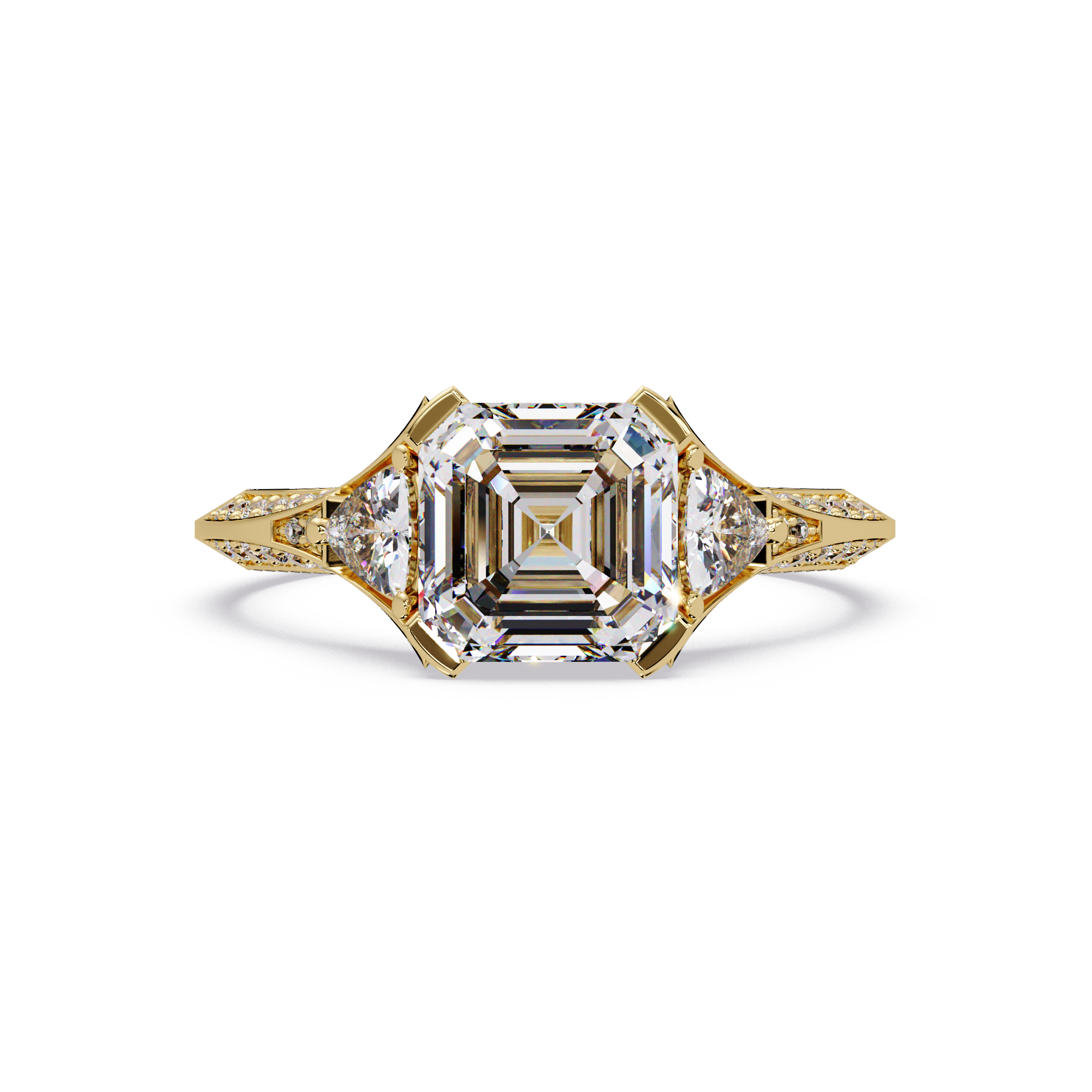 Square Emerald Cut Three-Stone Engagement Ring