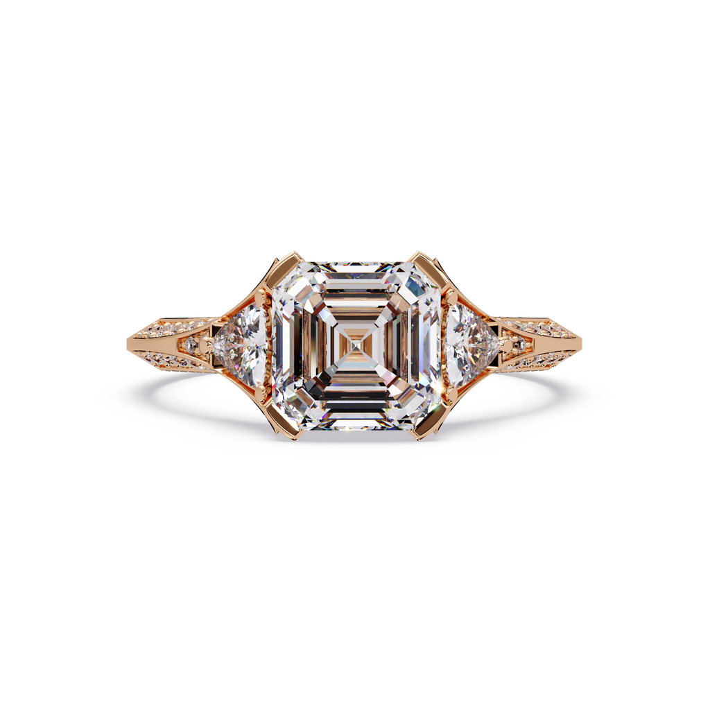 Square Emerald Cut Three-Stone Engagement Ring