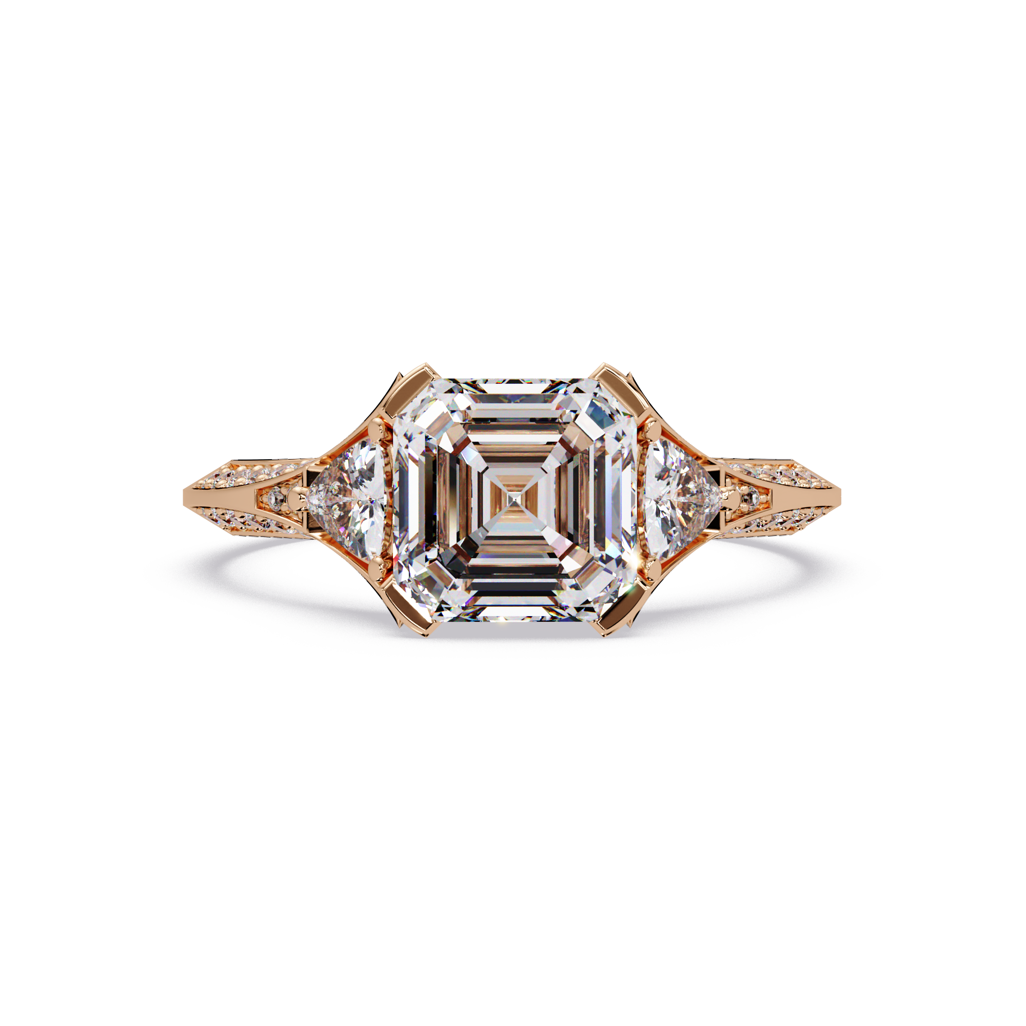 Square Emerald Cut Three-Stone Engagement Ring