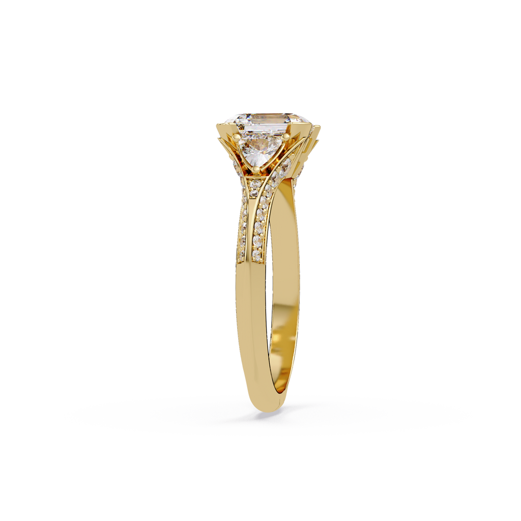 Square Emerald Cut Three-Stone Engagement Ring