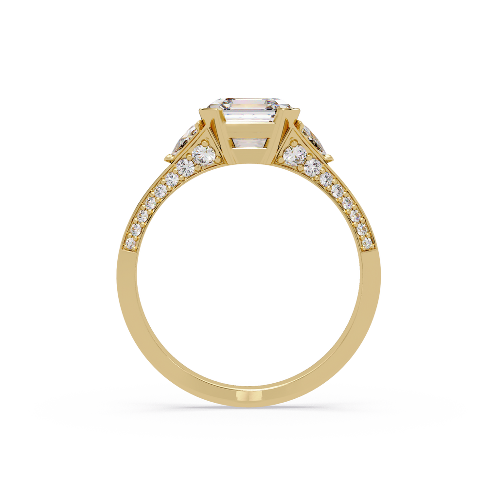 Square Emerald Cut Three-Stone Engagement Ring