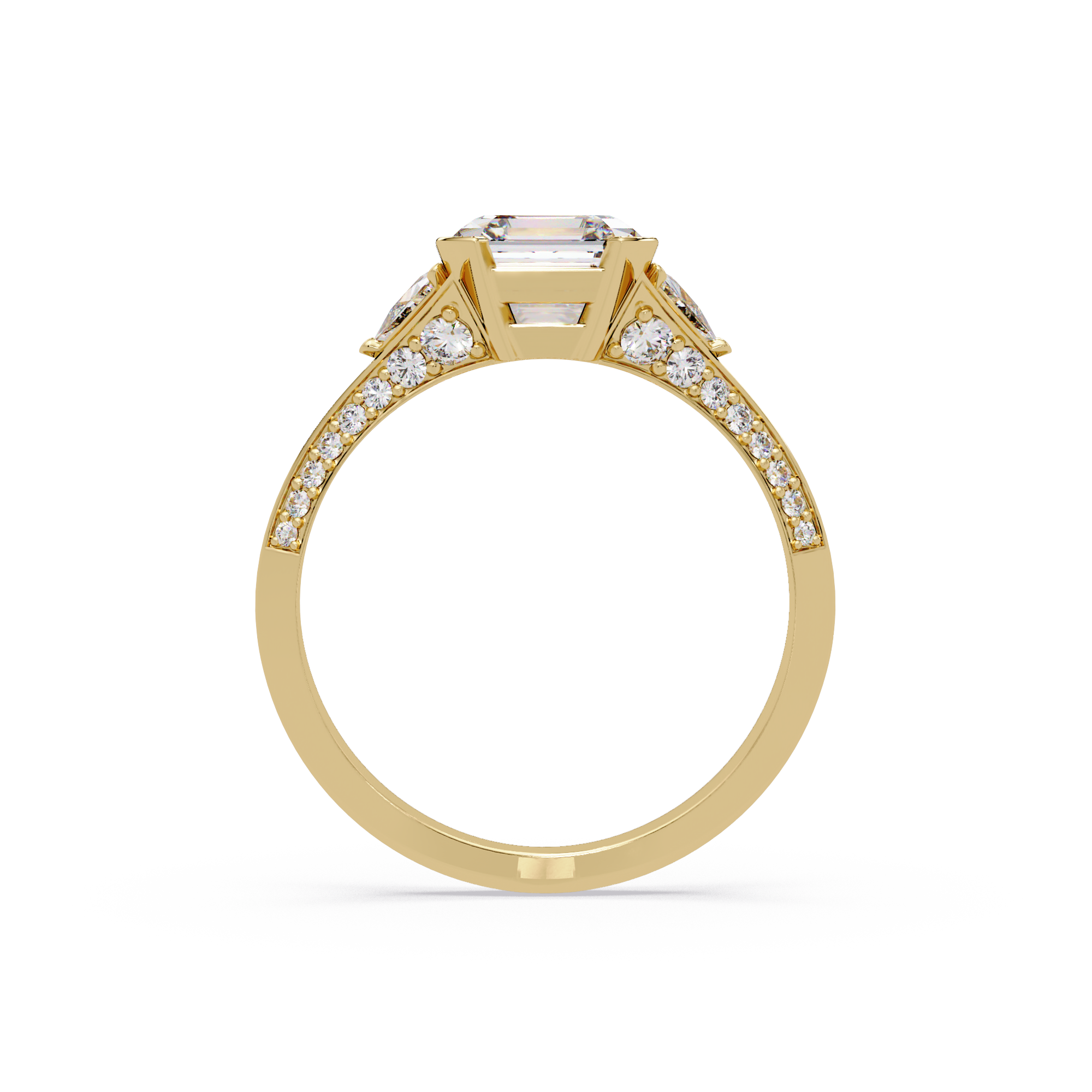 Square Emerald Cut Three-Stone Engagement Ring