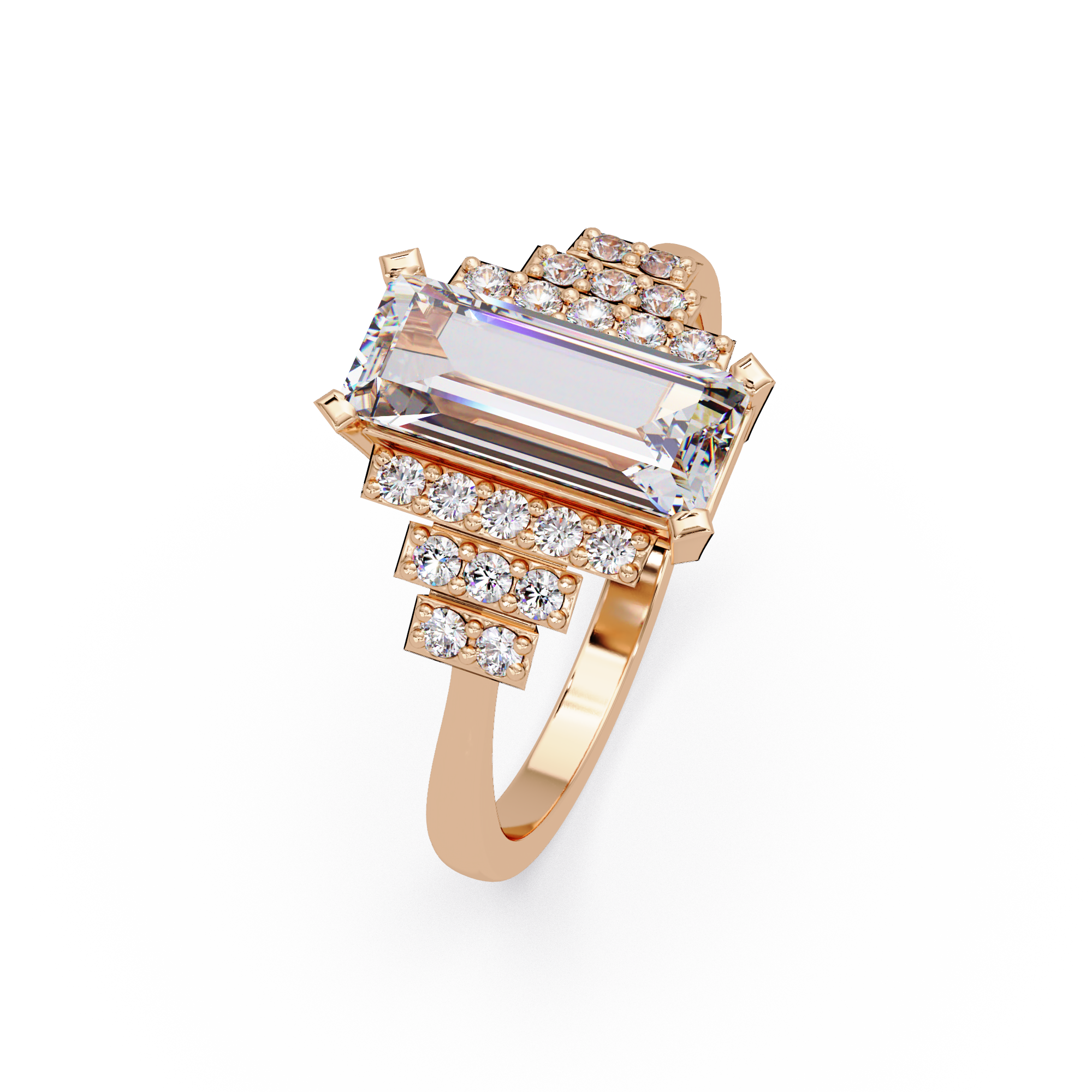 Artisan East-West Emerald Cut Diamond Ring