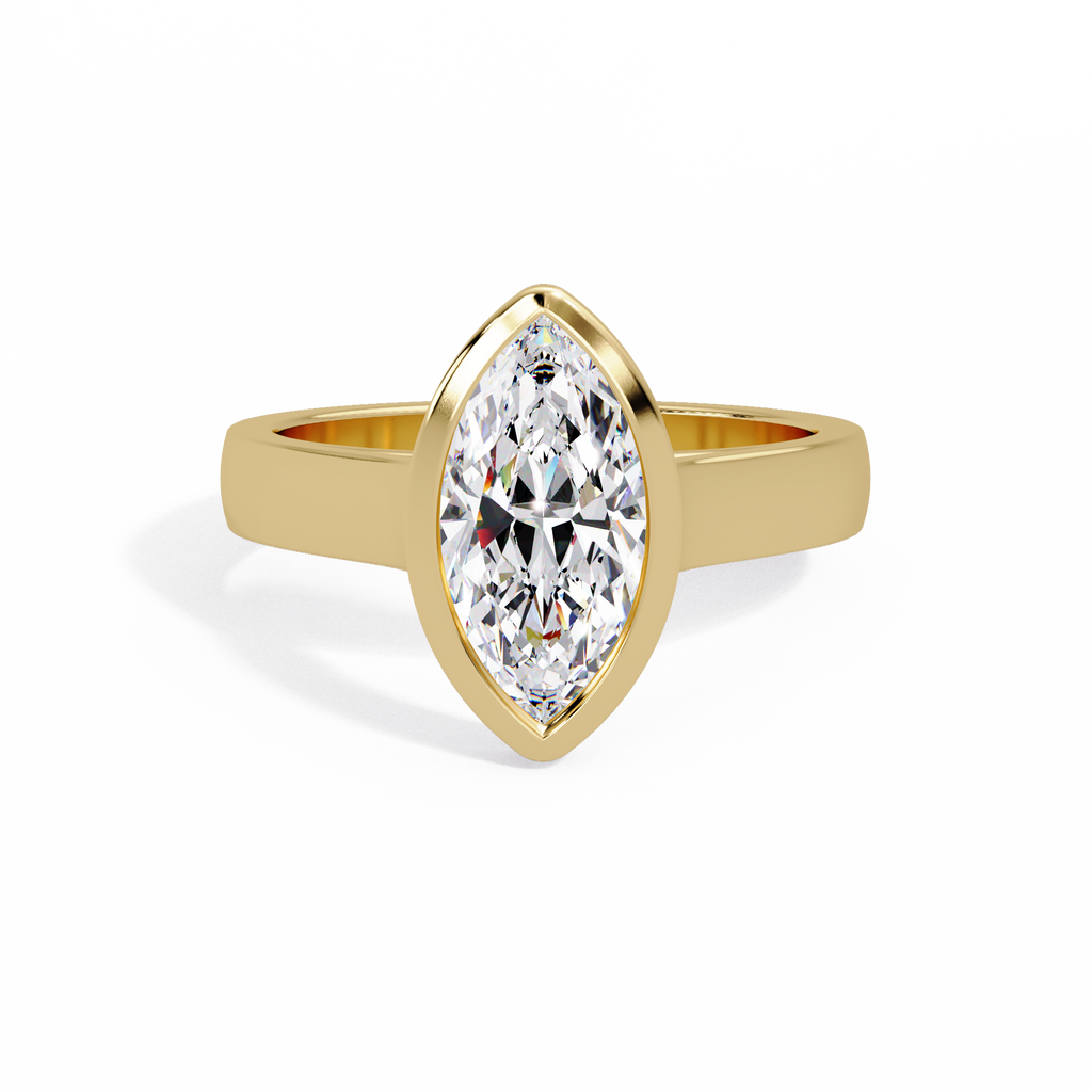 Modern Bezel Set Marquise Cut Diamond Rin