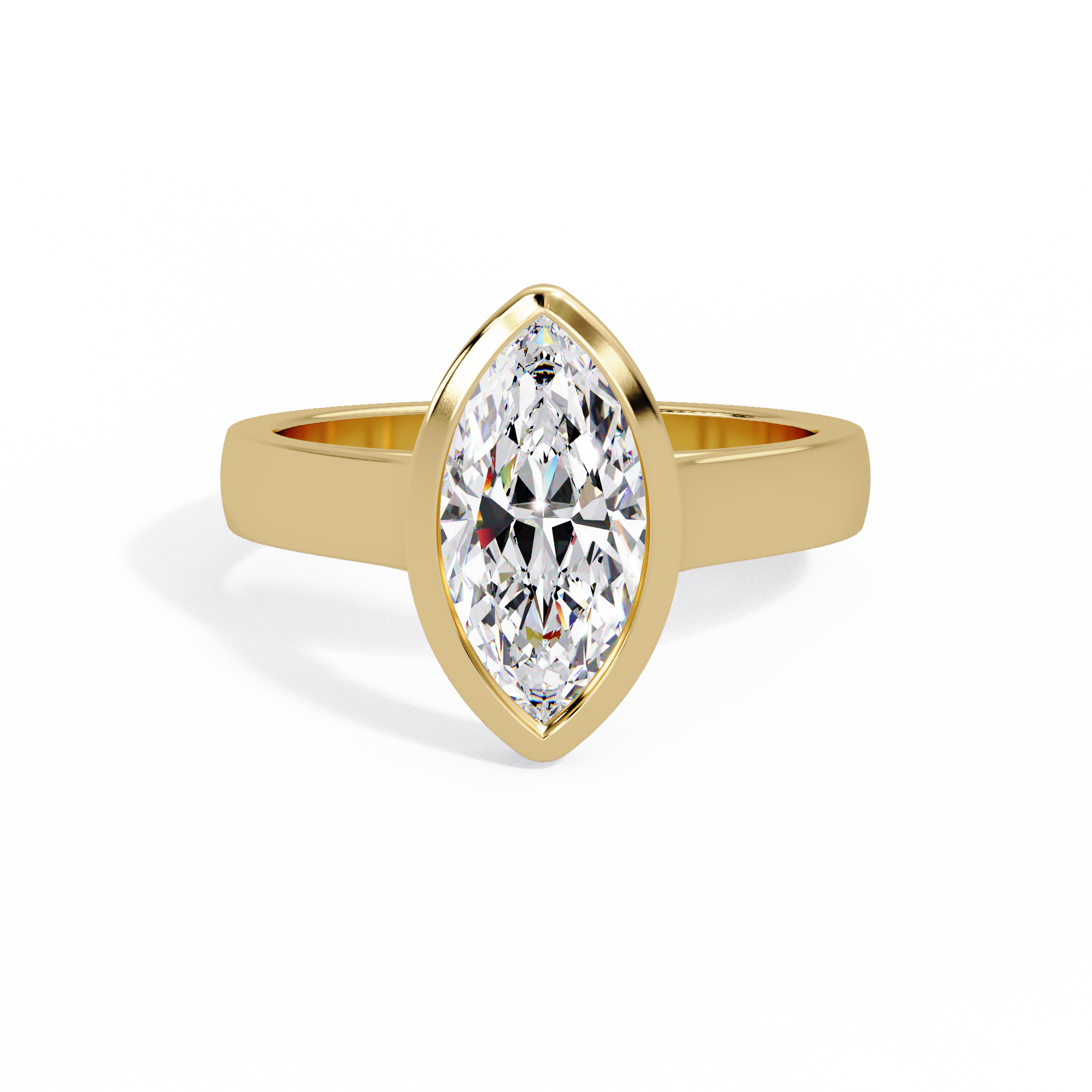 Modern Bezel Set Marquise Cut Diamond Rin