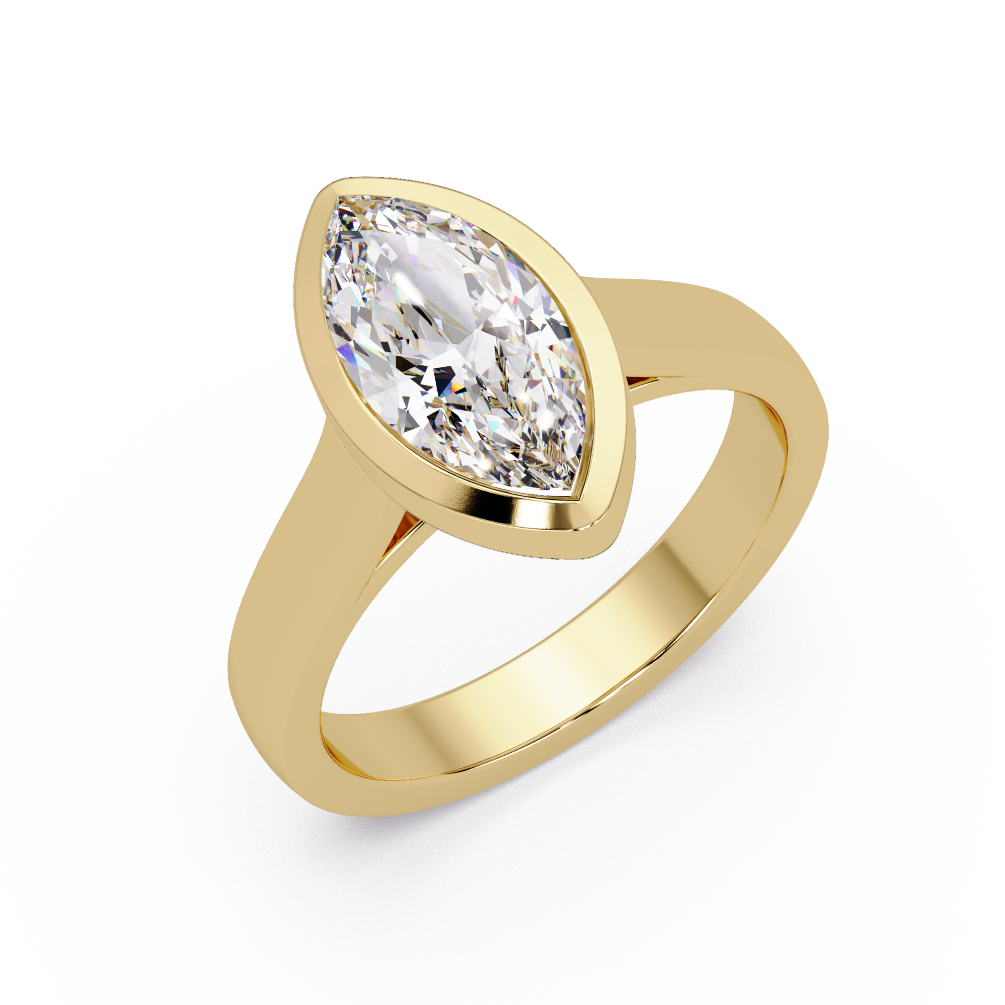 Modern Bezel Set Marquise Cut Diamond Rin