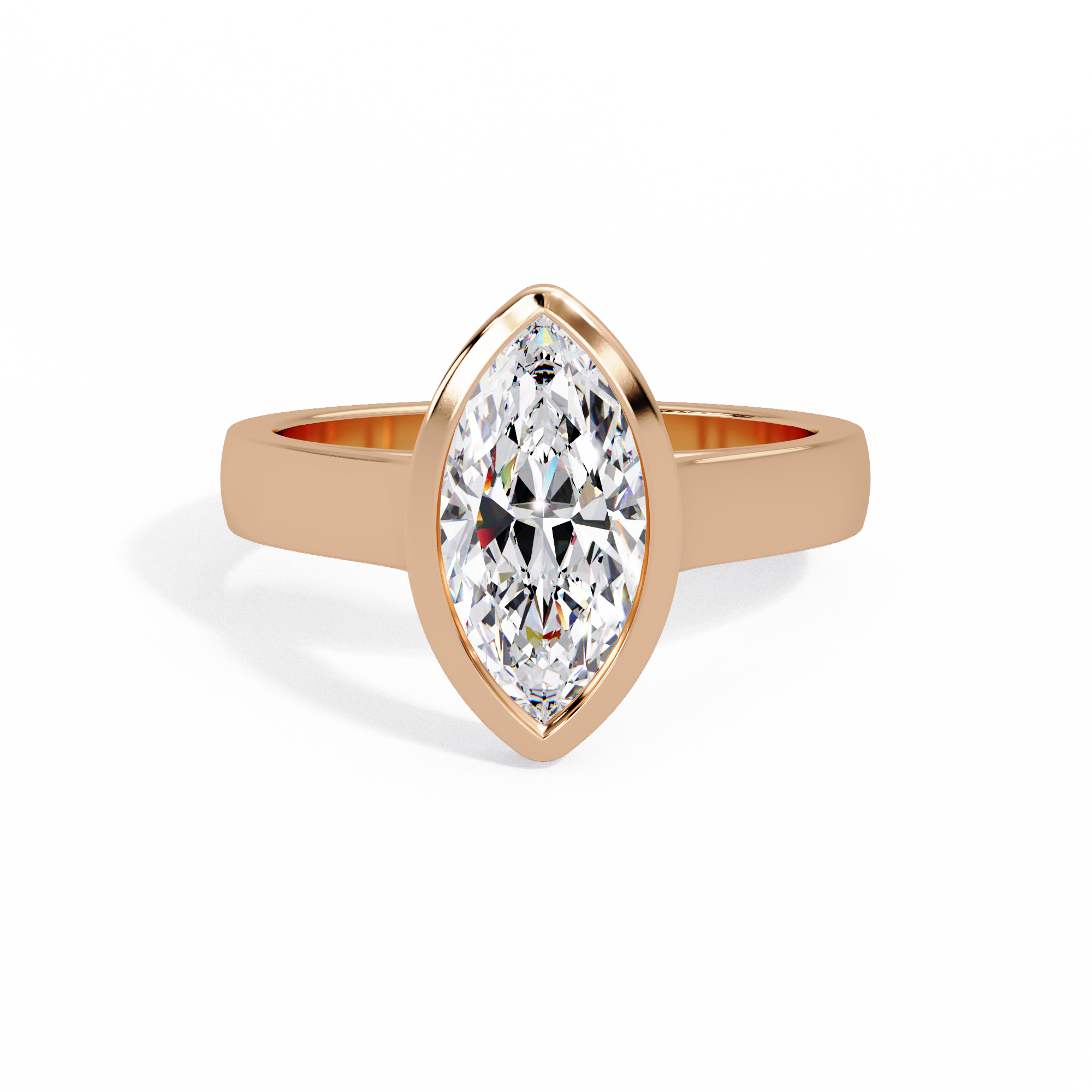 Modern Bezel Set Marquise Cut Diamond Rin