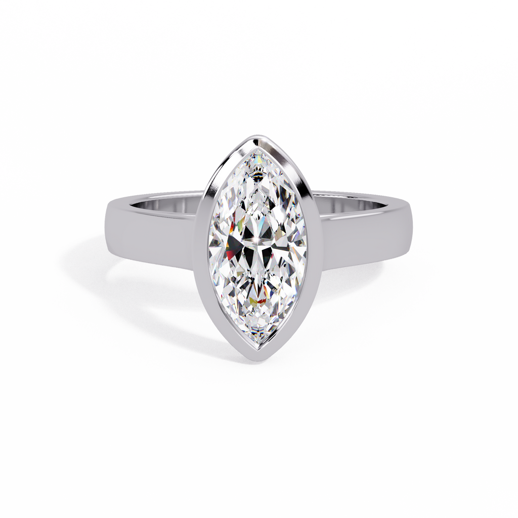 Modern Bezel Set Marquise Cut Diamond Rin