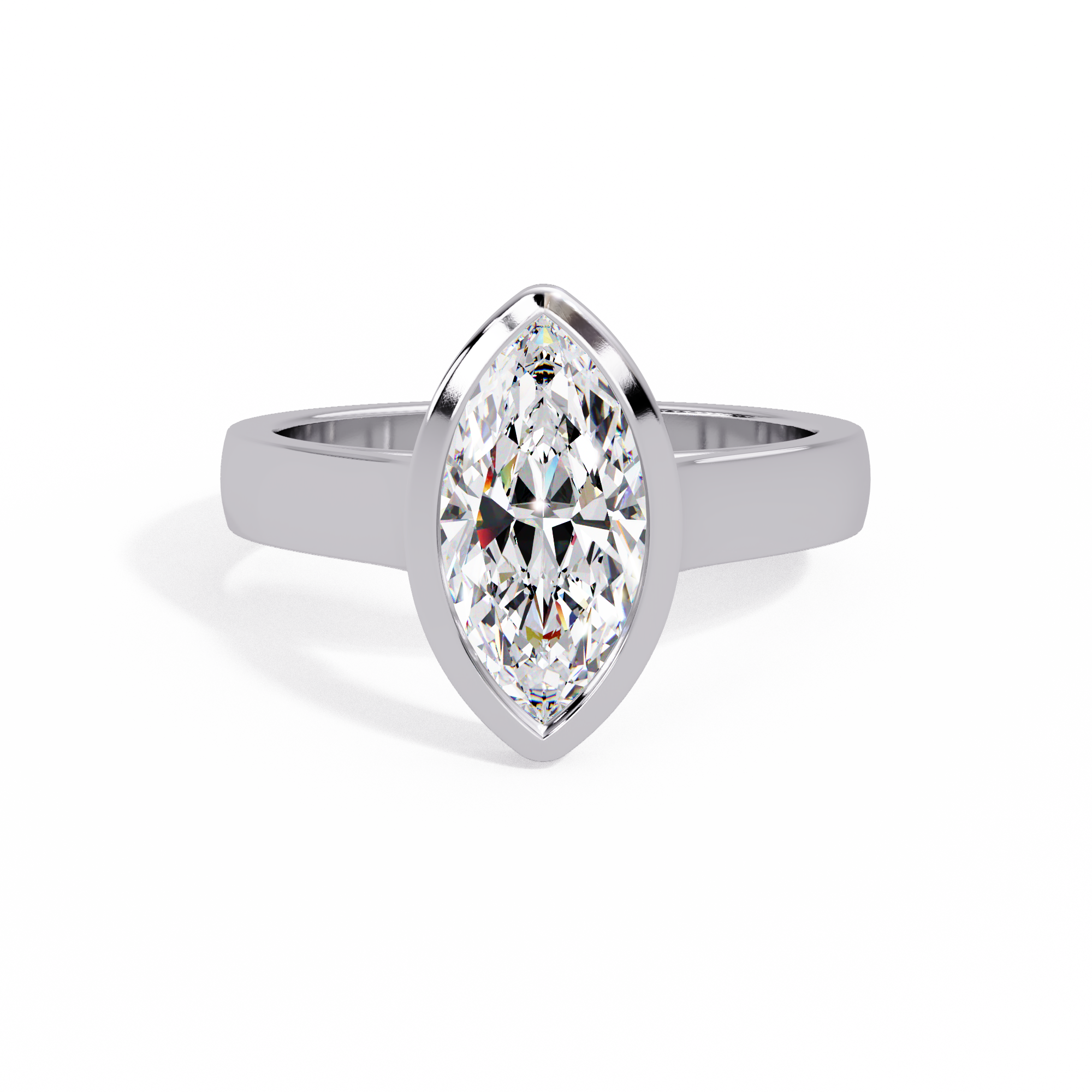 Modern Bezel Set Marquise Cut Diamond Rin