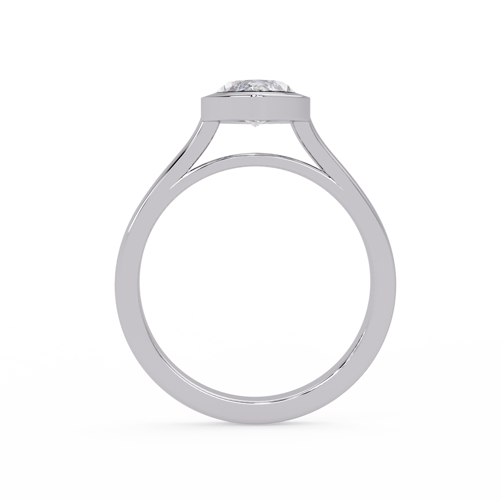 Modern Bezel Set Marquise Cut Diamond Rin