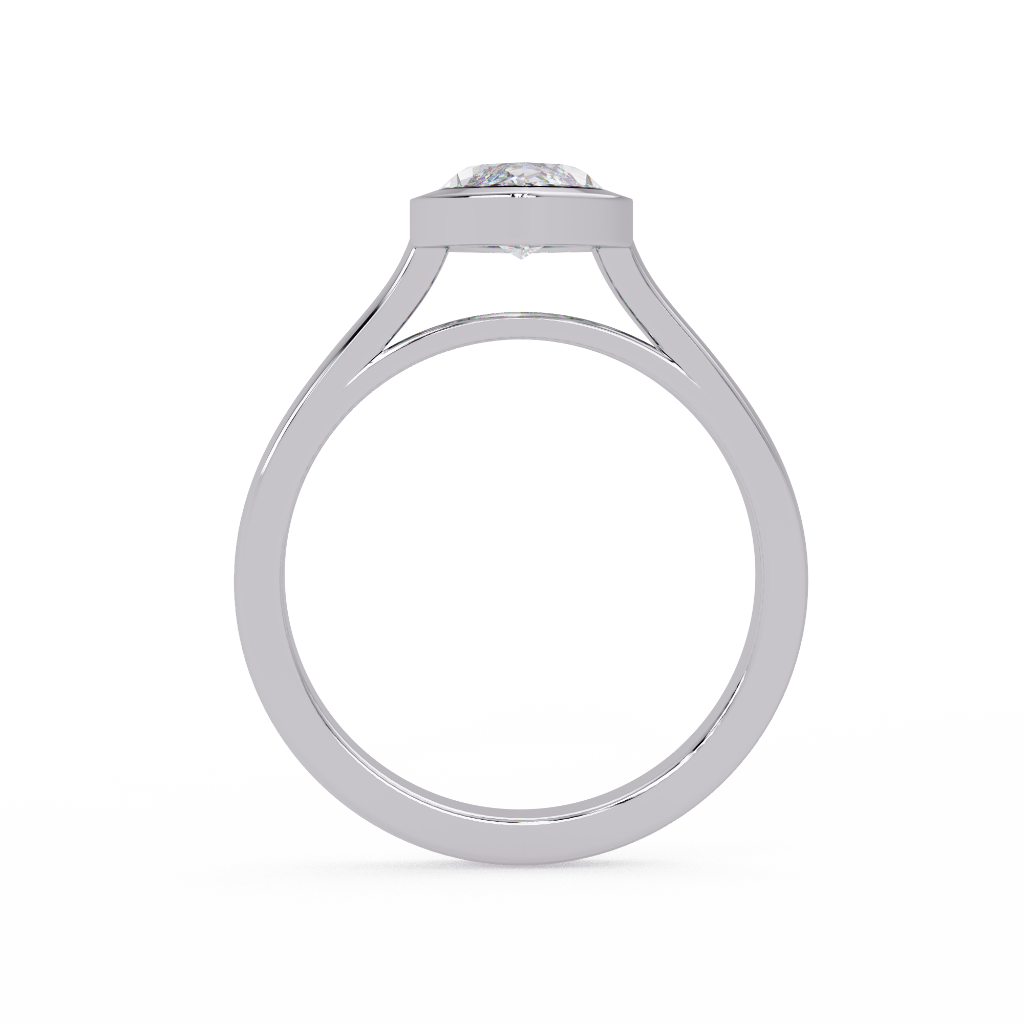 Modern Bezel Set Marquise Cut Diamond Rin