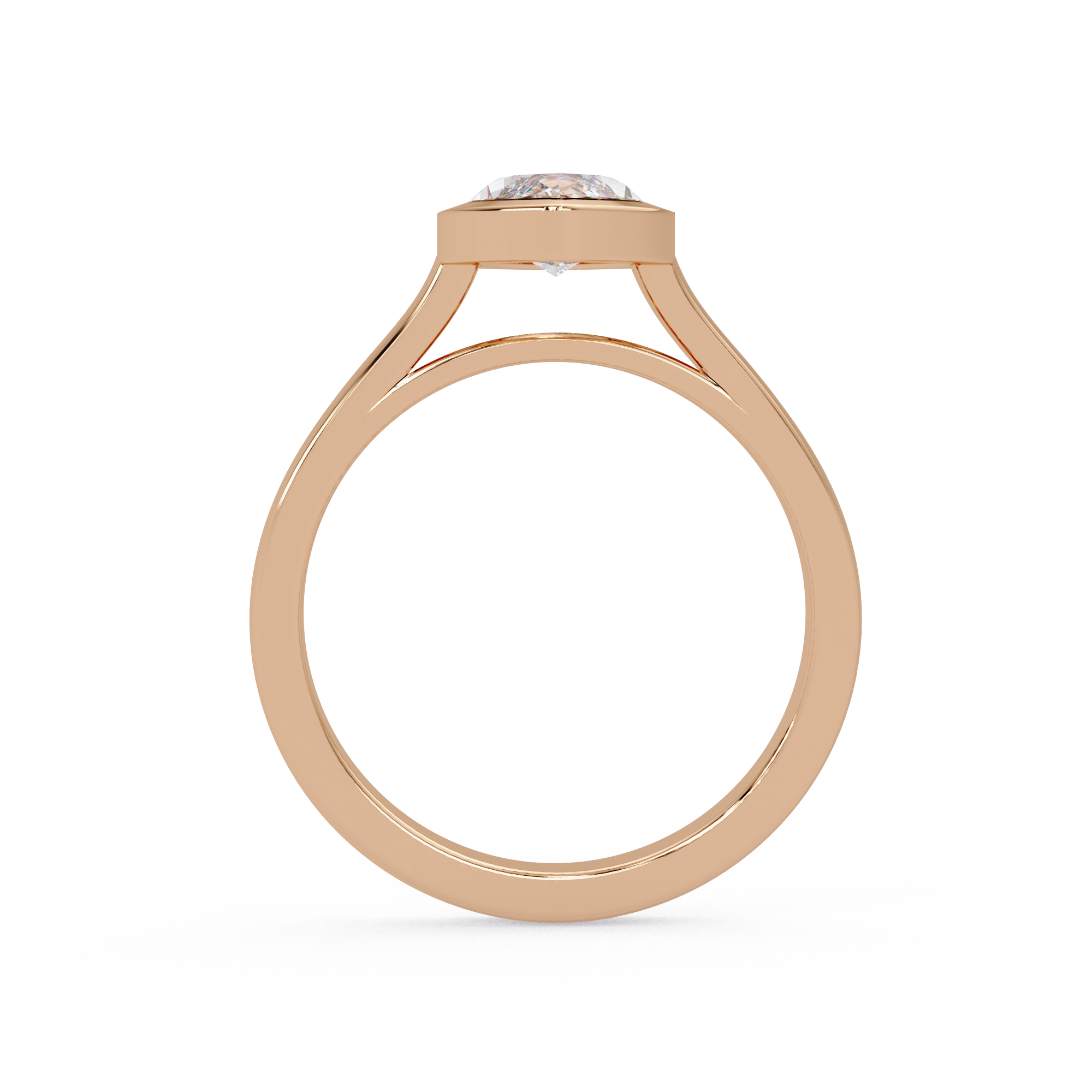 Modern Bezel Set Marquise Cut Diamond Rin