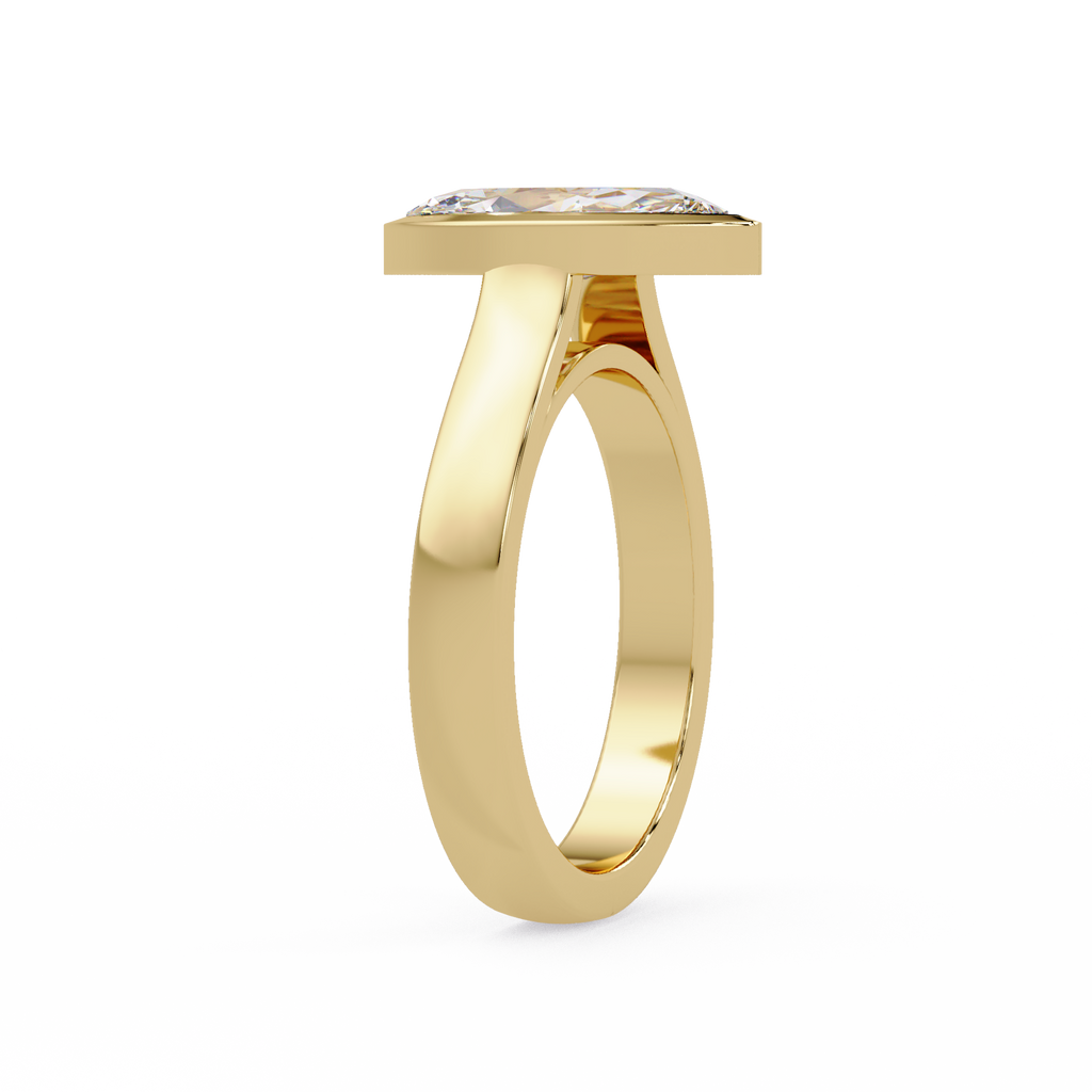 Modern Bezel Set Marquise Cut Diamond Rin