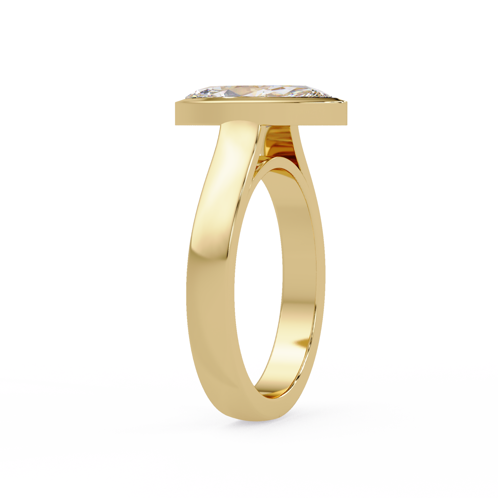 Modern Bezel Set Marquise Cut Diamond Rin