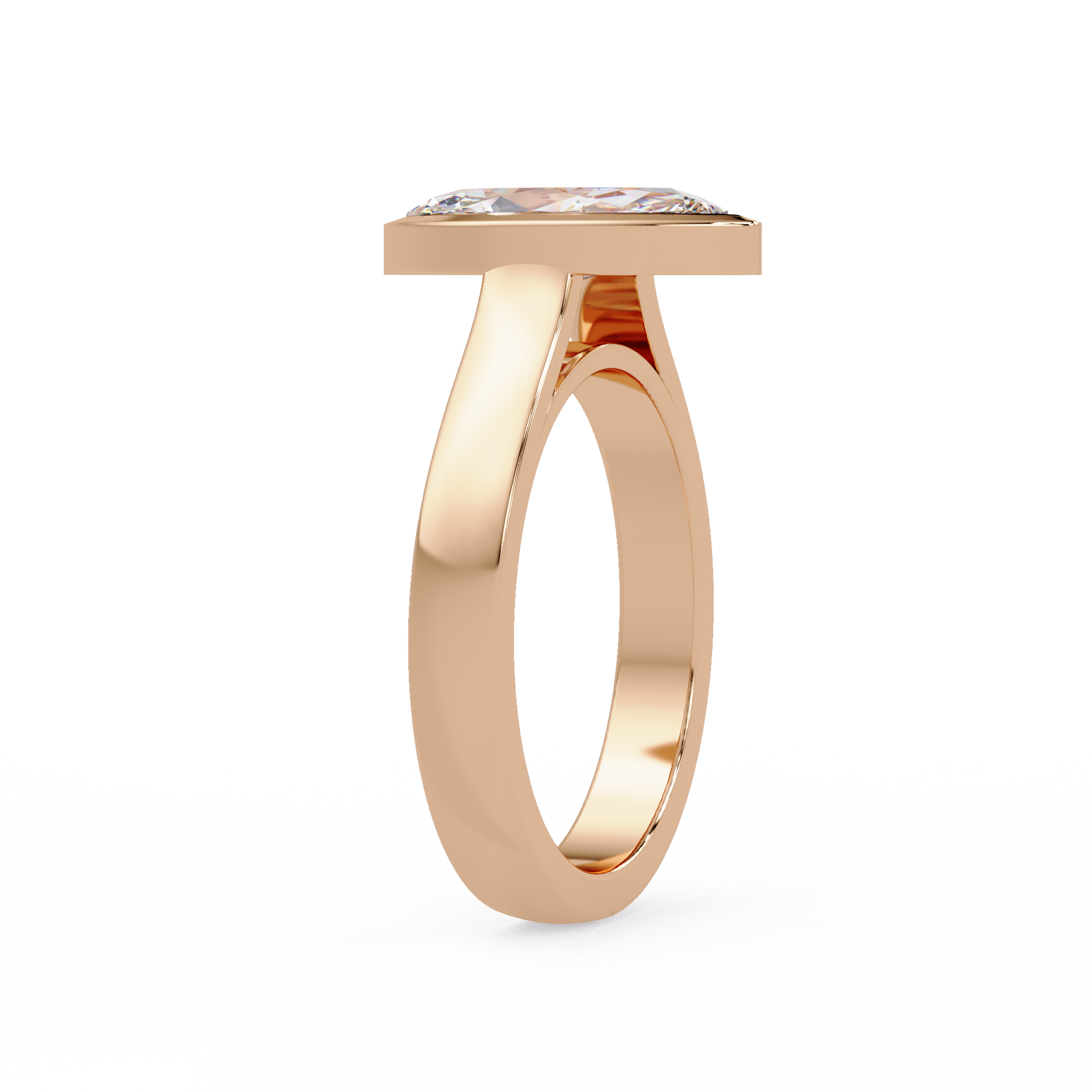 Modern Bezel Set Marquise Cut Diamond Rin