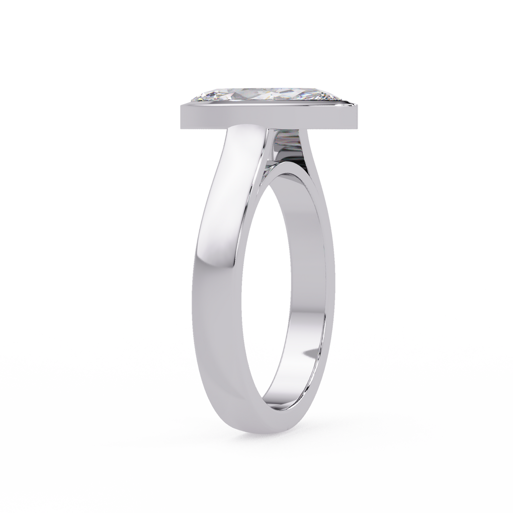 Modern Bezel Set Marquise Cut Diamond Rin