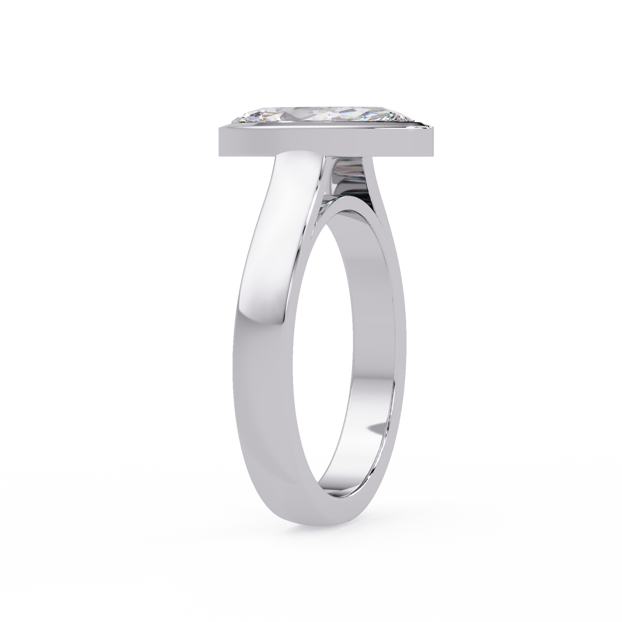 Modern Bezel Set Marquise Cut Diamond Rin