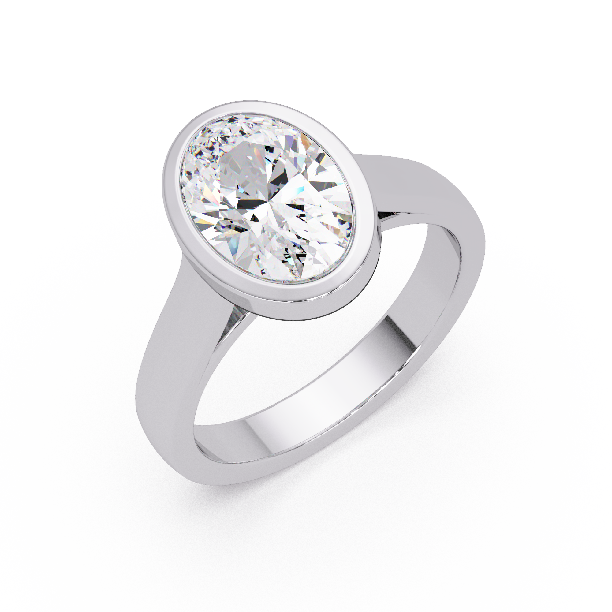 Modern Bezel Set Round Cut Diamond Ring