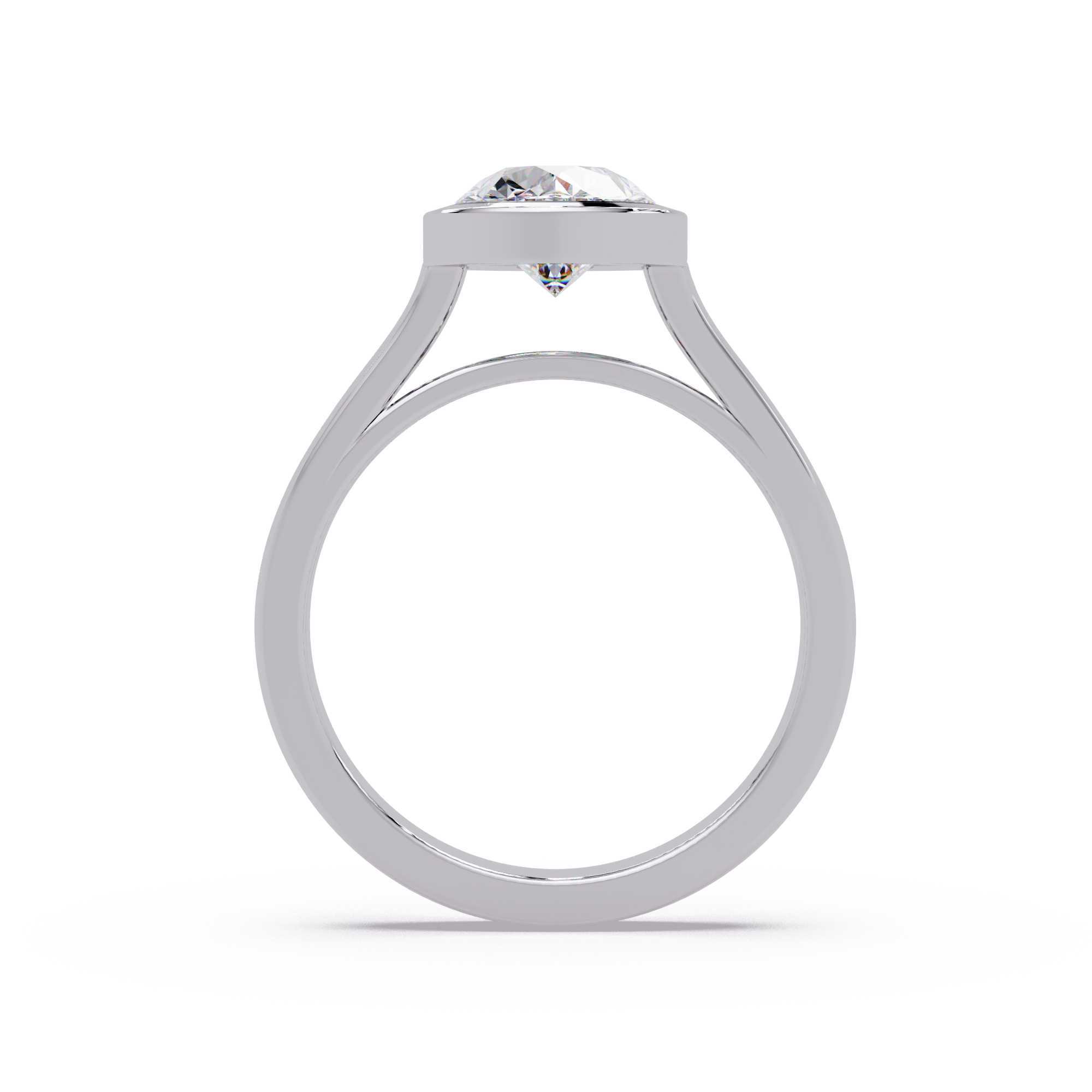Modern Bezel Set Round Cut Diamond Ring