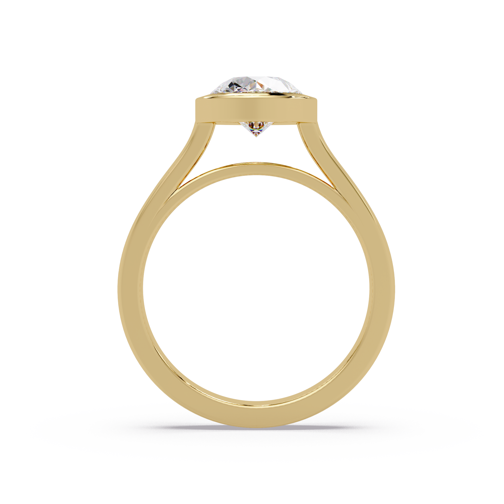 Modern Bezel Set Round Cut Diamond Ring