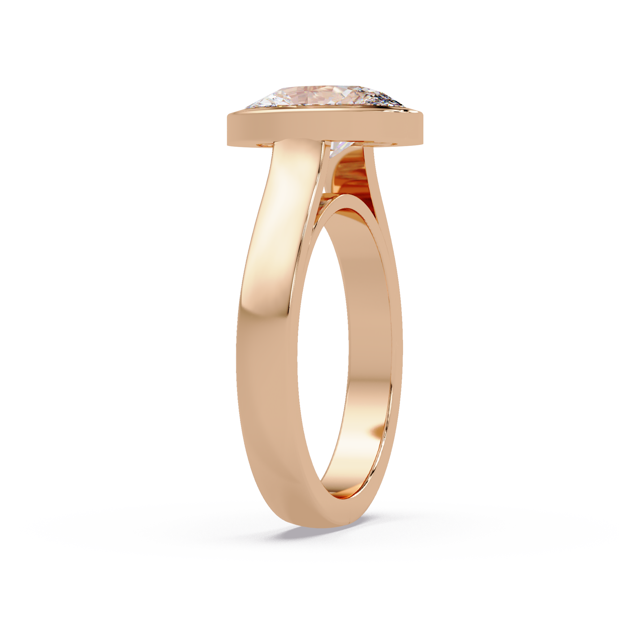 Modern Bezel Set Round Cut Diamond Ring