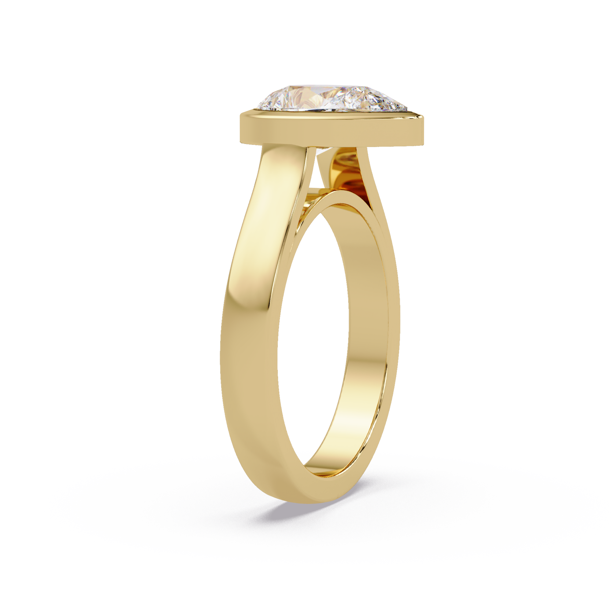 Modern Bezel Set Pear Cut Diamond Ring