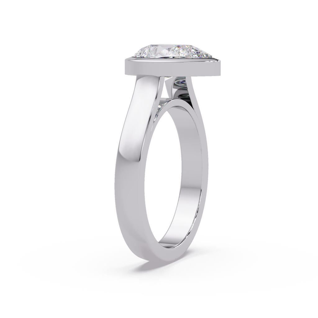 Modern Bezel Set Pear Cut Diamond Ring