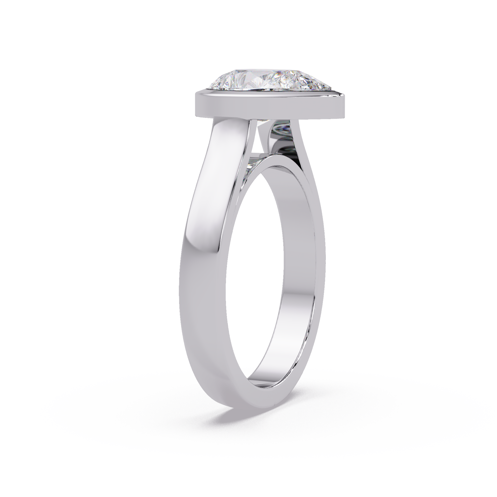 Modern Bezel Set Pear Cut Diamond Ring