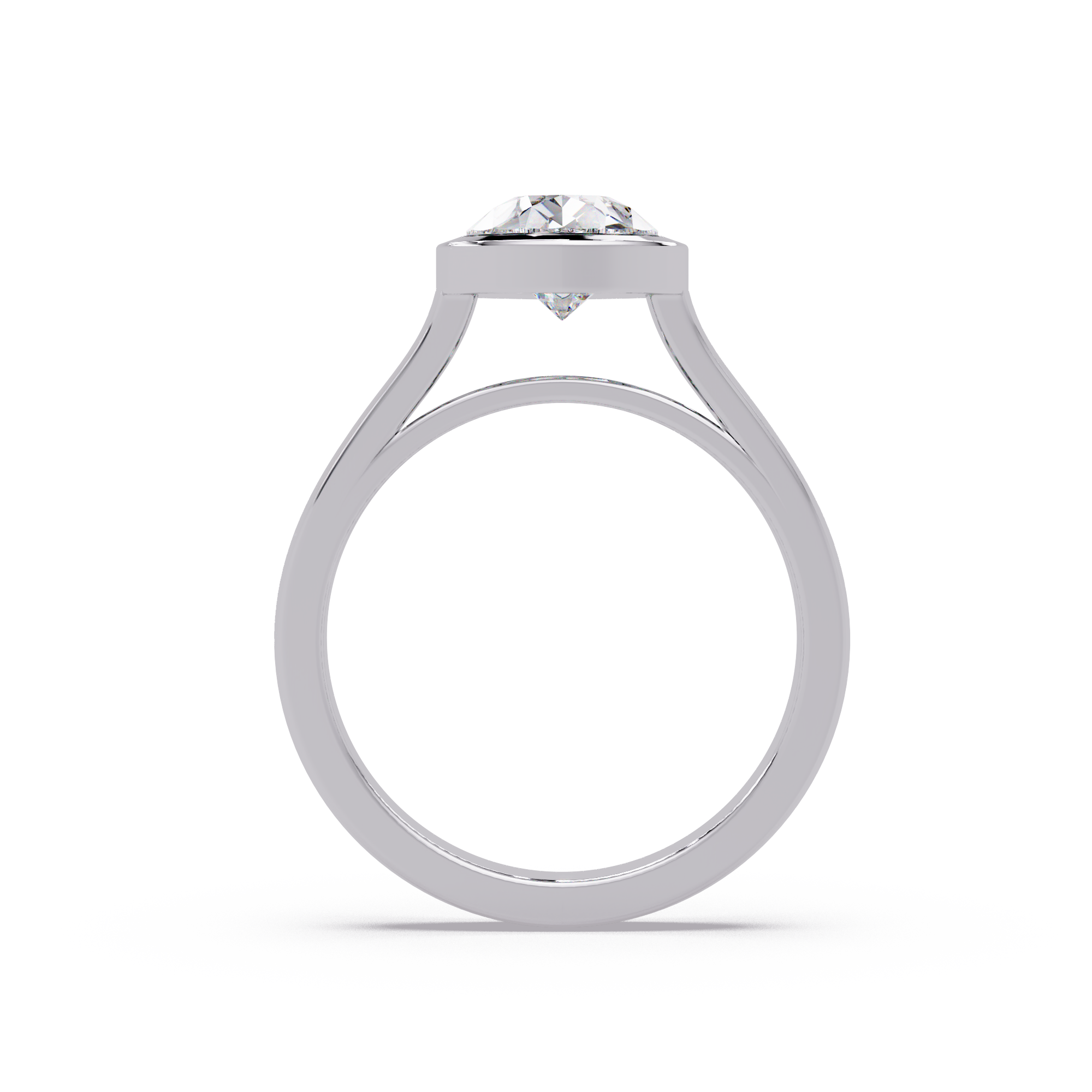 Modern Bezel Set Pear Cut Diamond Ring