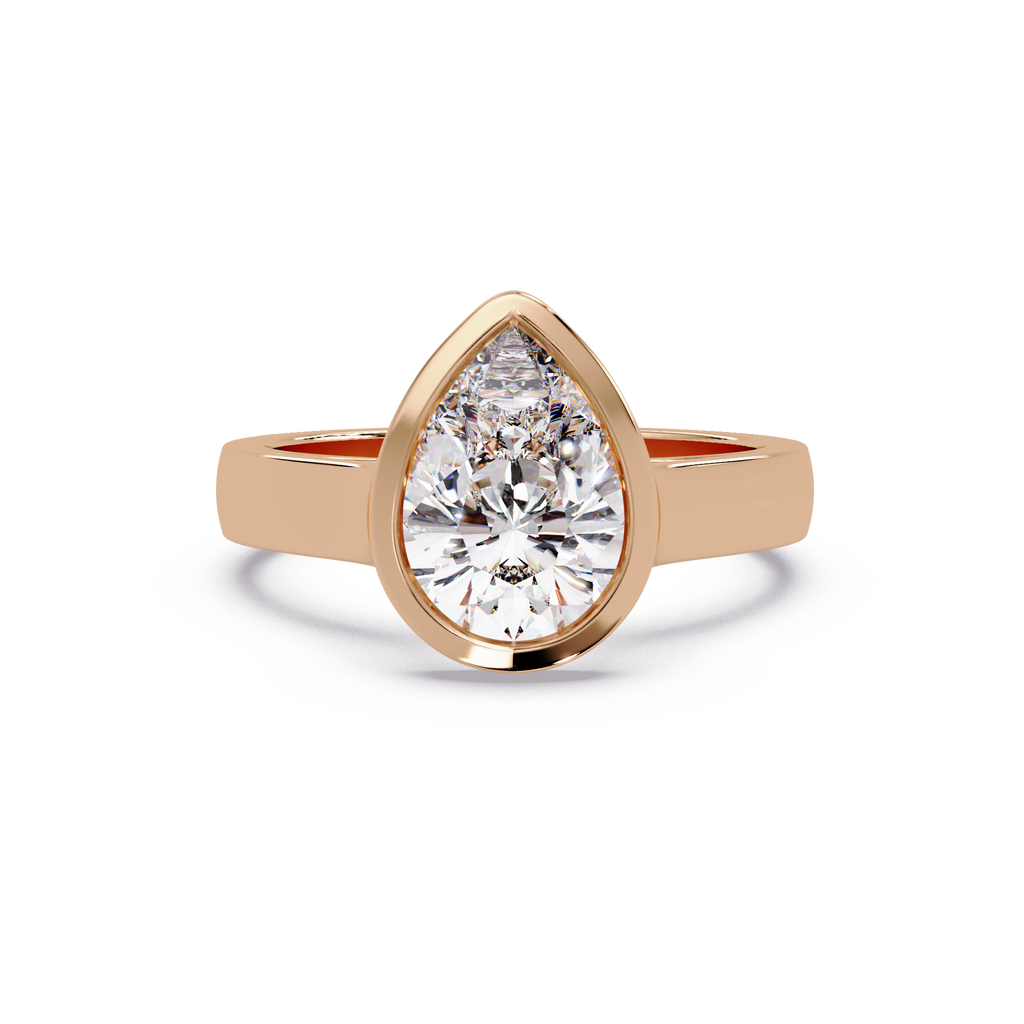 Modern Bezel Set Pear Cut Diamond Ring