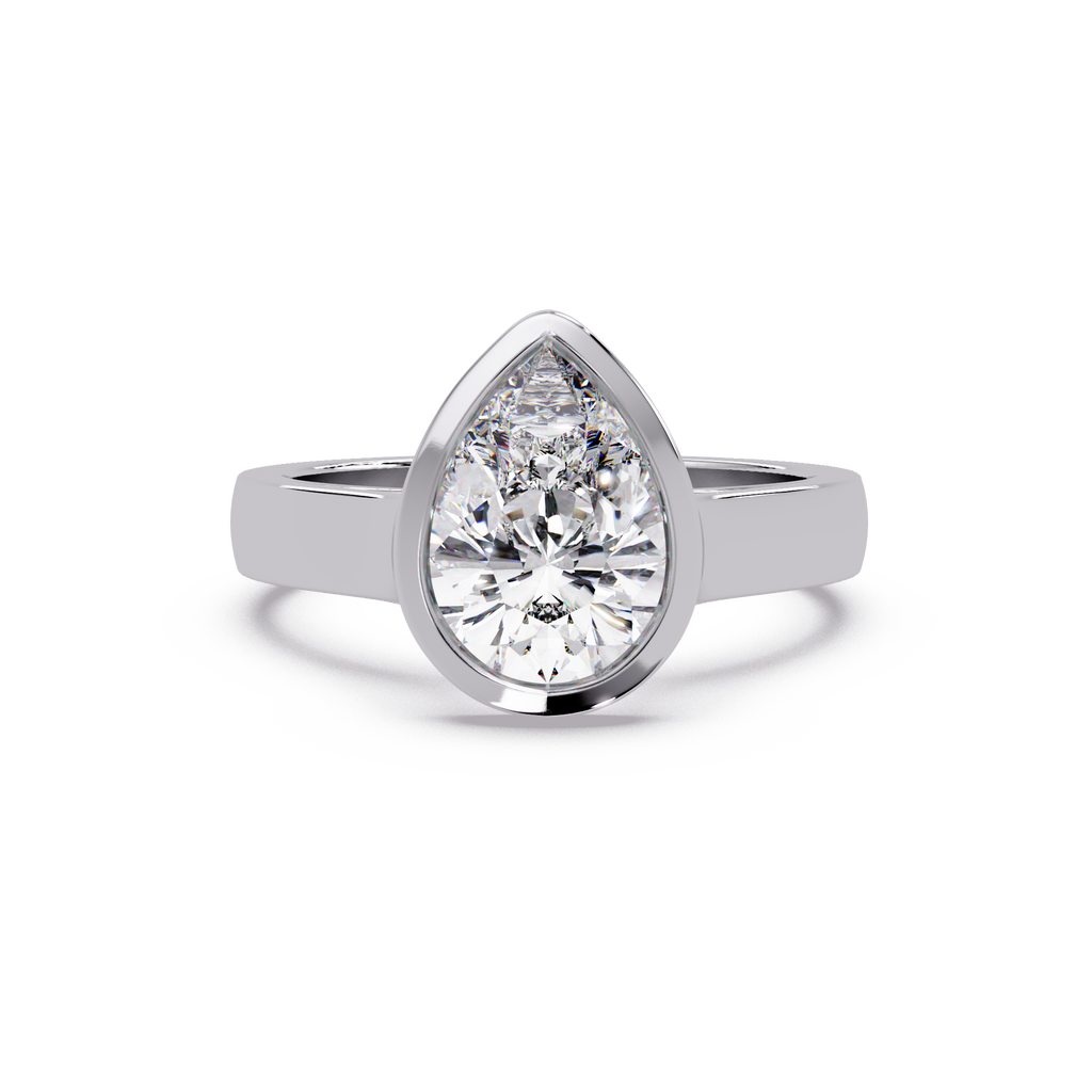 Modern Bezel Set Pear Cut Diamond Ring