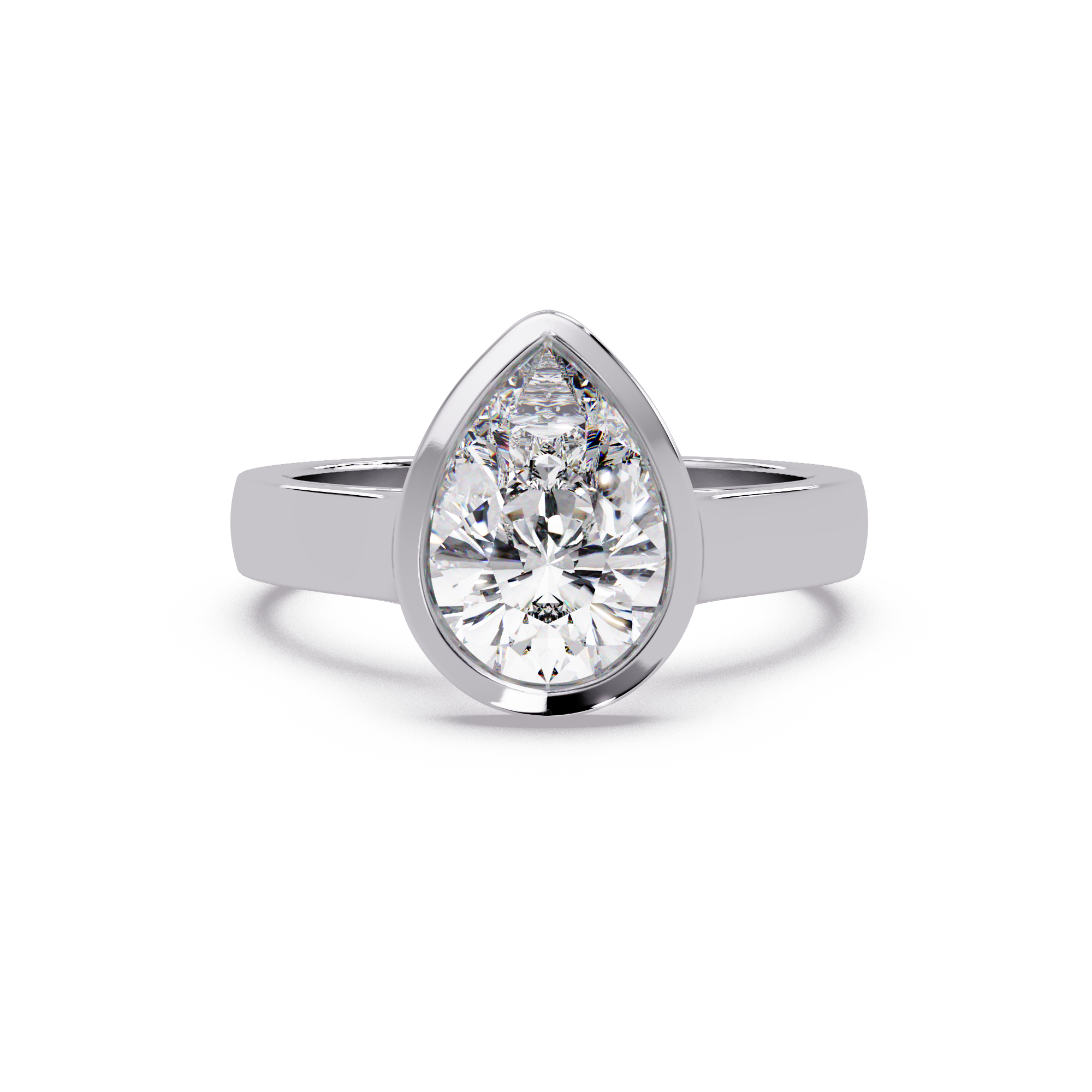 Modern Bezel Set Pear Cut Diamond Ring