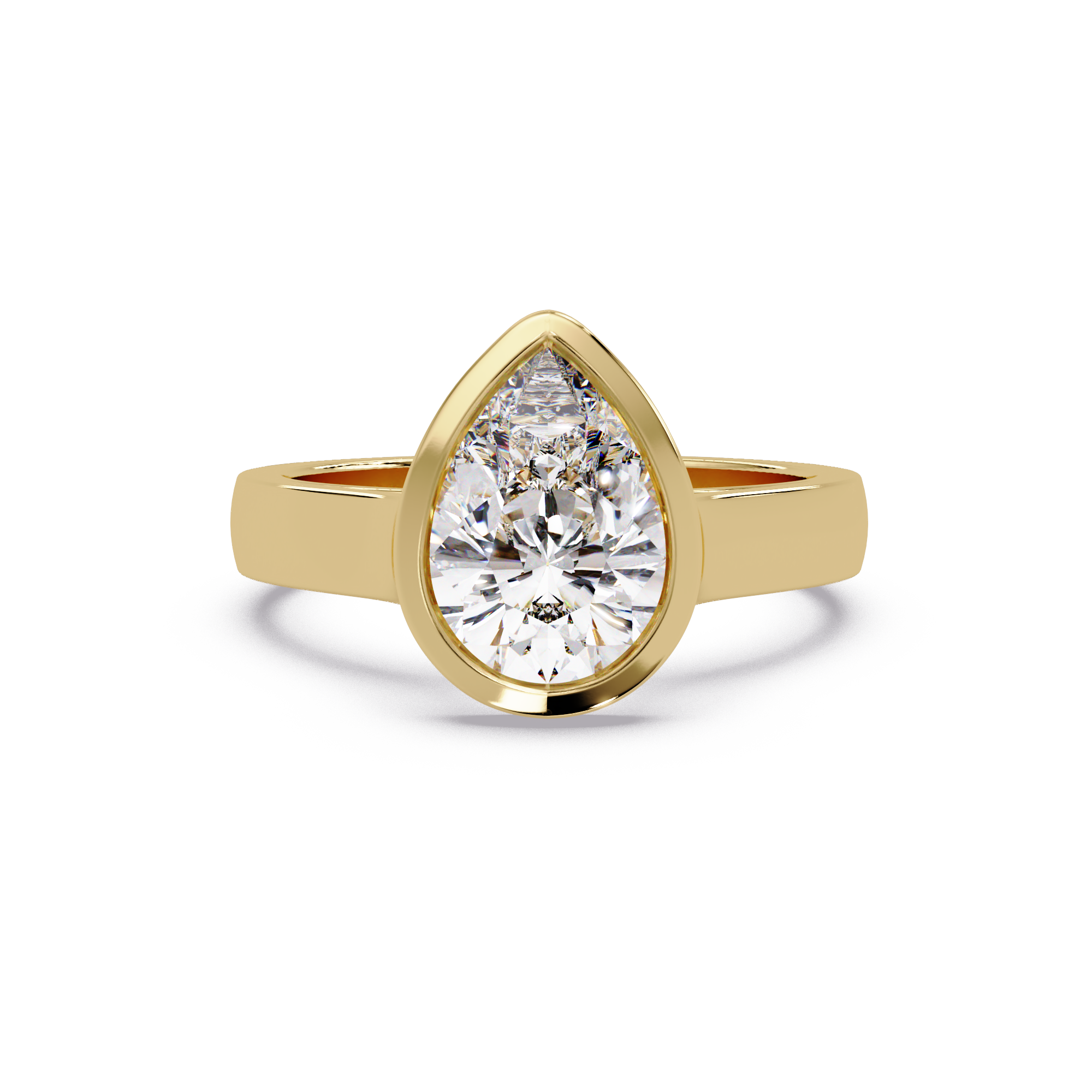 Modern Bezel Set Pear Cut Diamond Ring