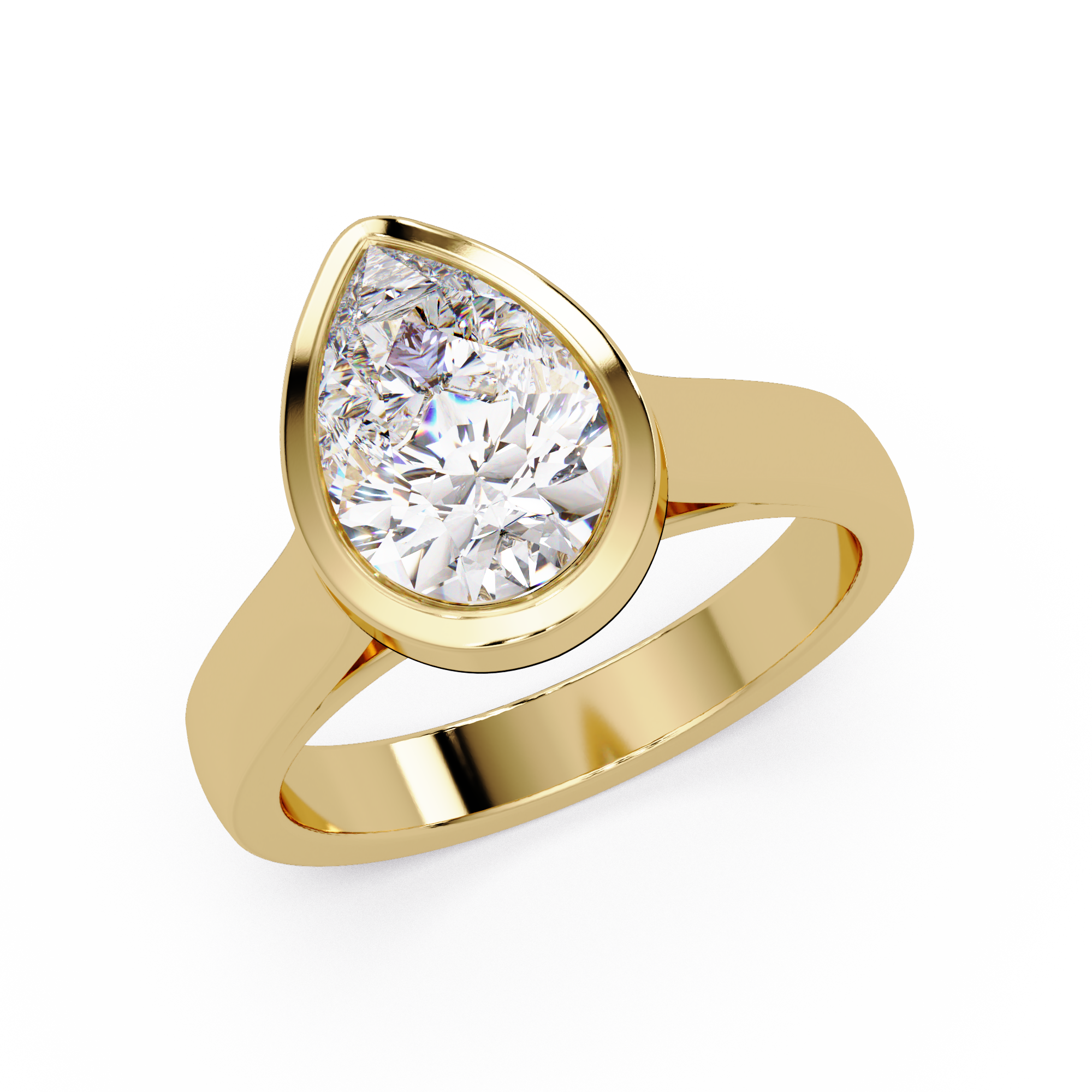 Modern Bezel Set Pear Cut Diamond Ring