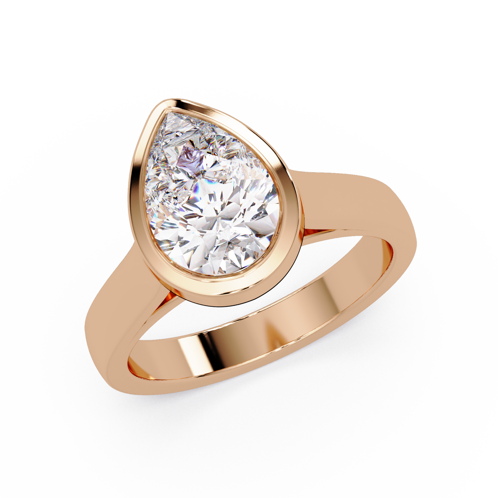 Modern Bezel Set Pear Cut Diamond Ring