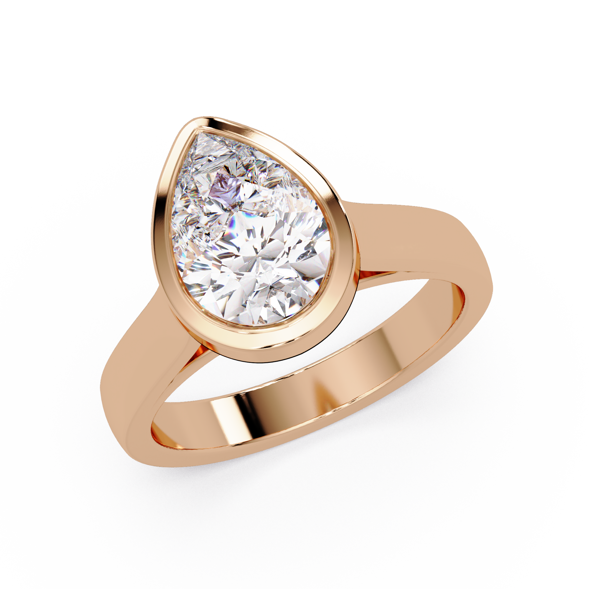 Modern Bezel Set Pear Cut Diamond Ring
